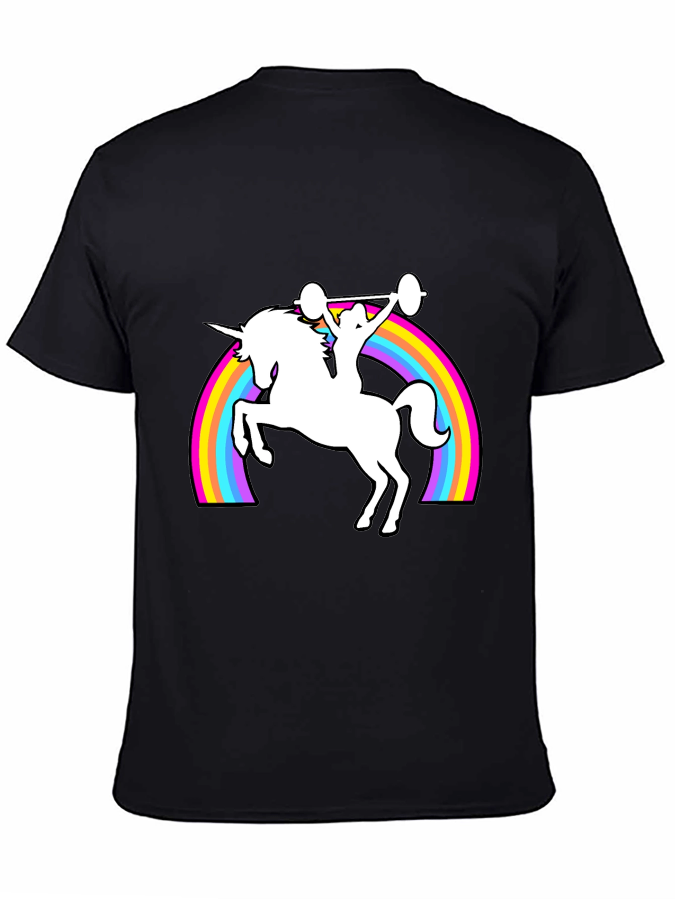 Black Unicorn Weightlifting Rainbow T-Shirt view 4