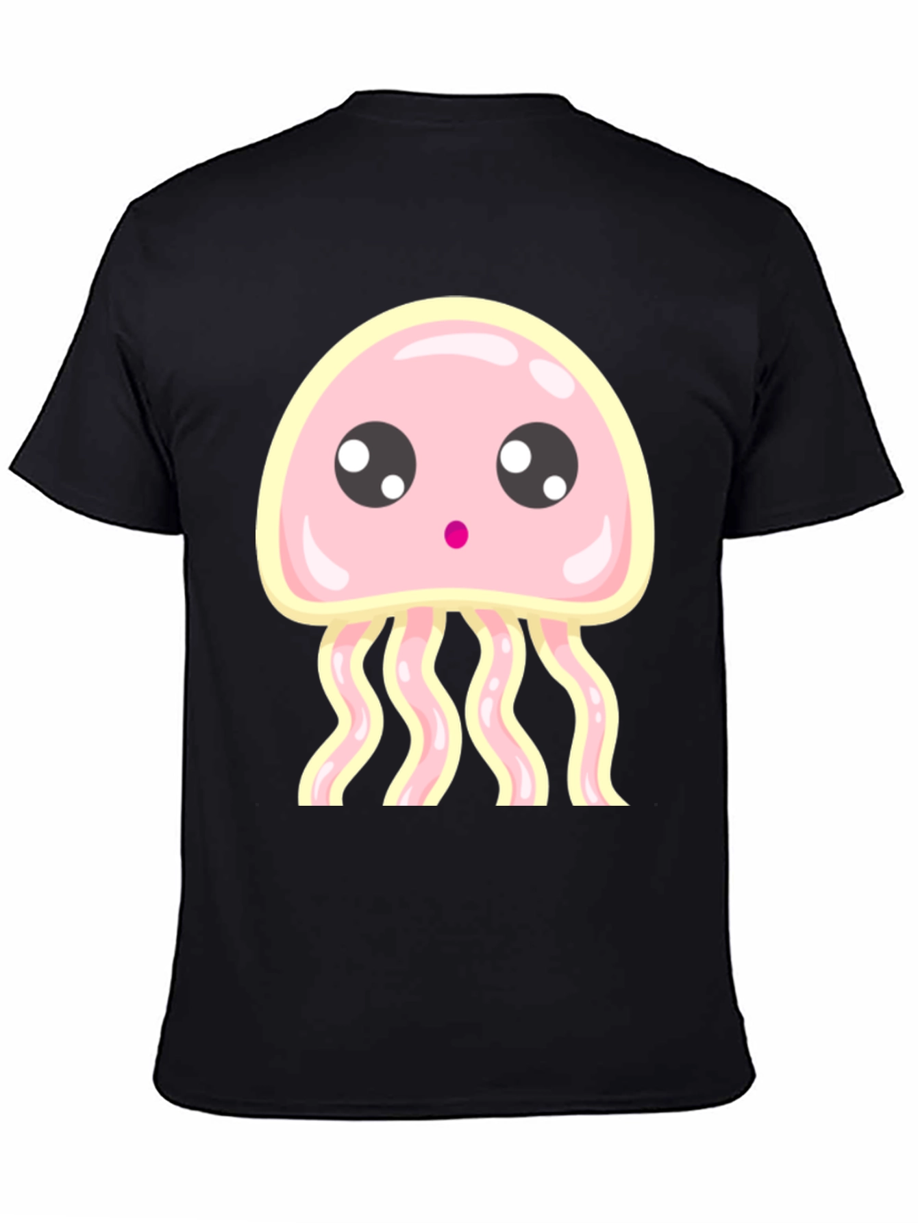 Black Cute Jellyfish Graphic Tee - Black Cotton Shirt view 4