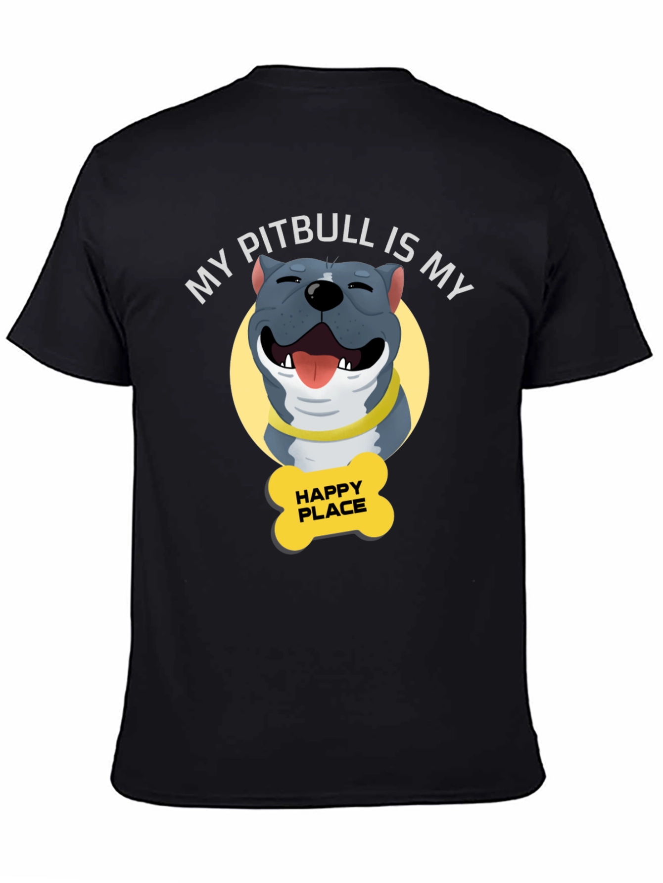 Black My Pitbull is My Happy Place T-Shirt view 4