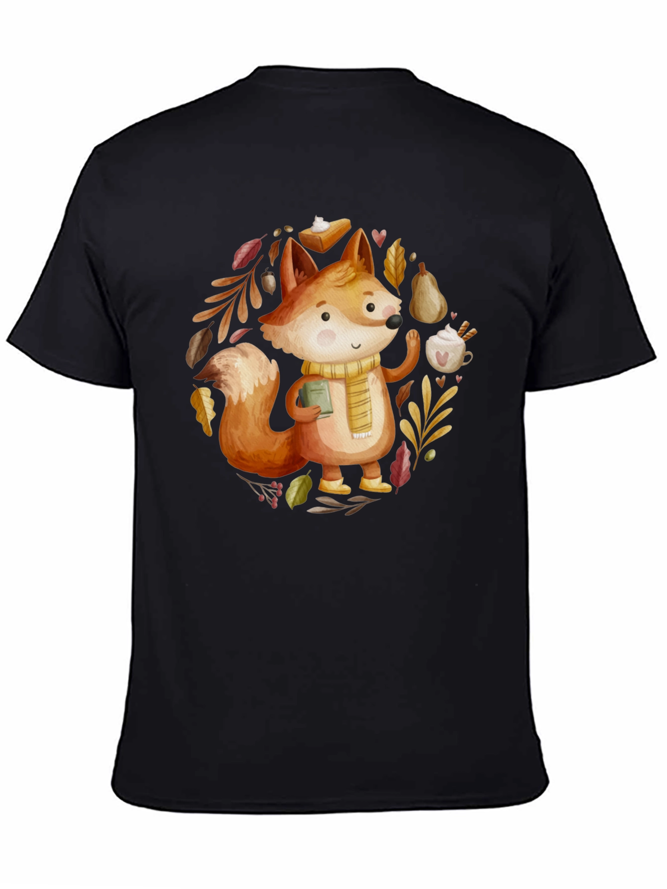 Black Autumn Fox T-Shirt: Cozy Fall Vibes view 4