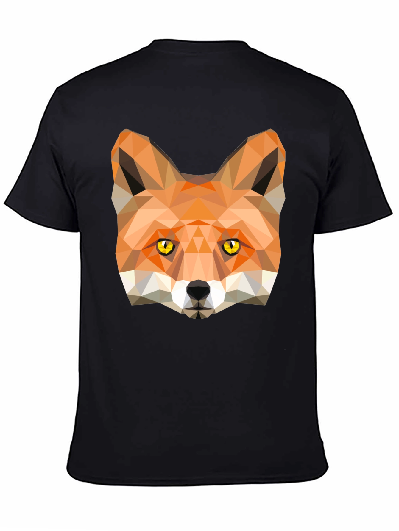 Black Geometric Fox Graphic Tee - Modern Style view 4