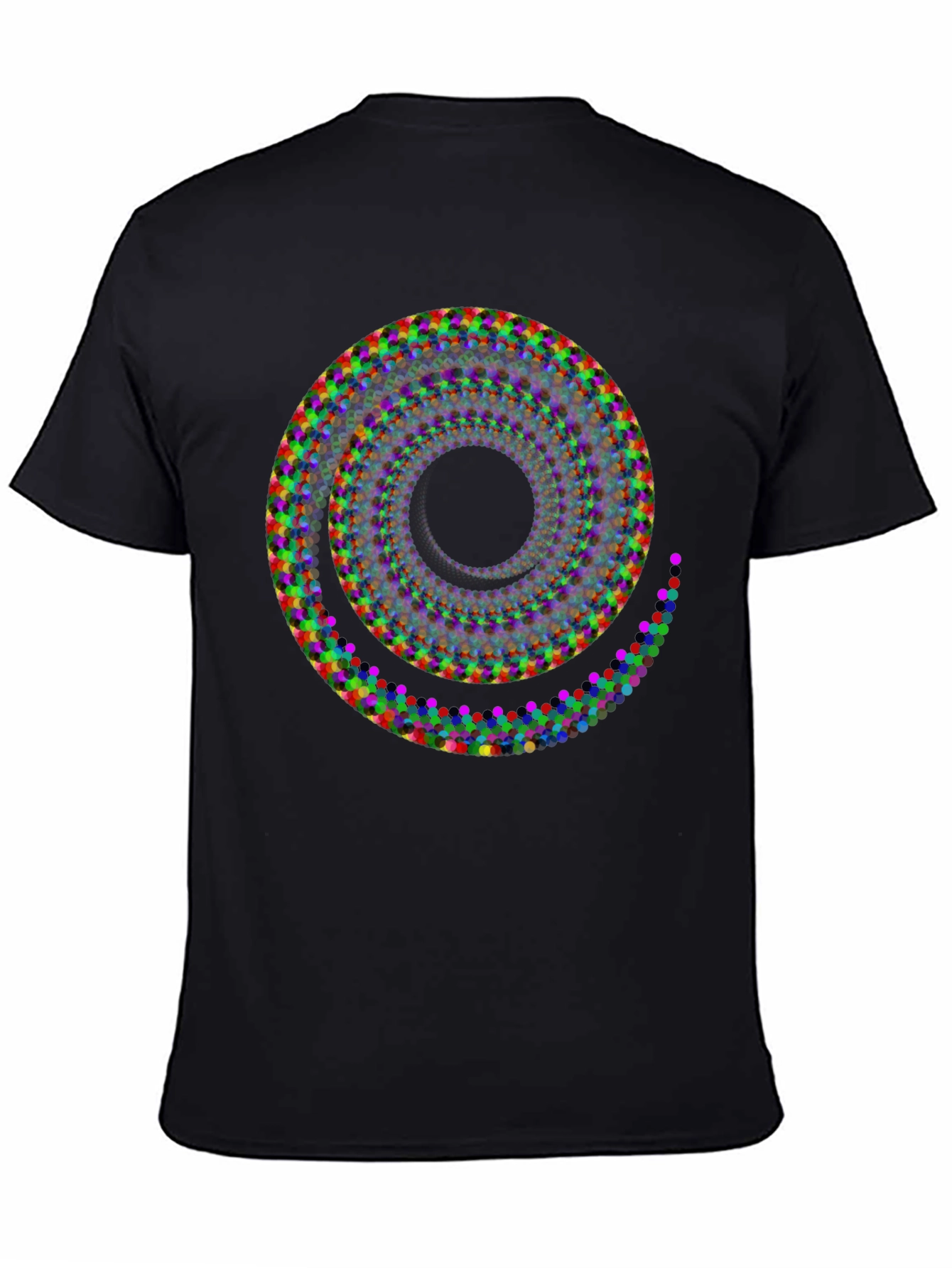 Black Abstract Spiral Graphic T-Shirt - Modern Art Design view 4