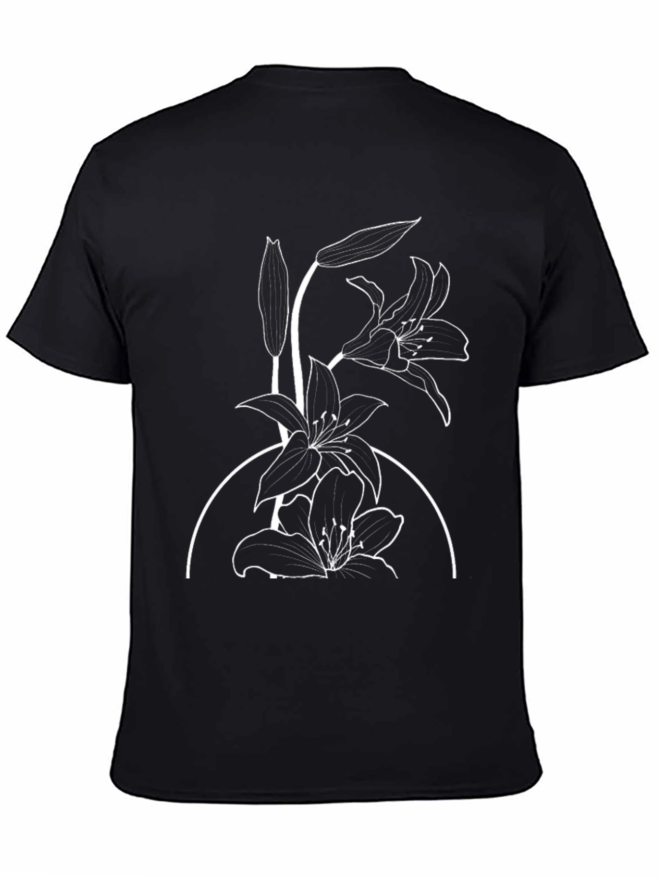Black Lily Graphic Print Black T-Shirt view 4