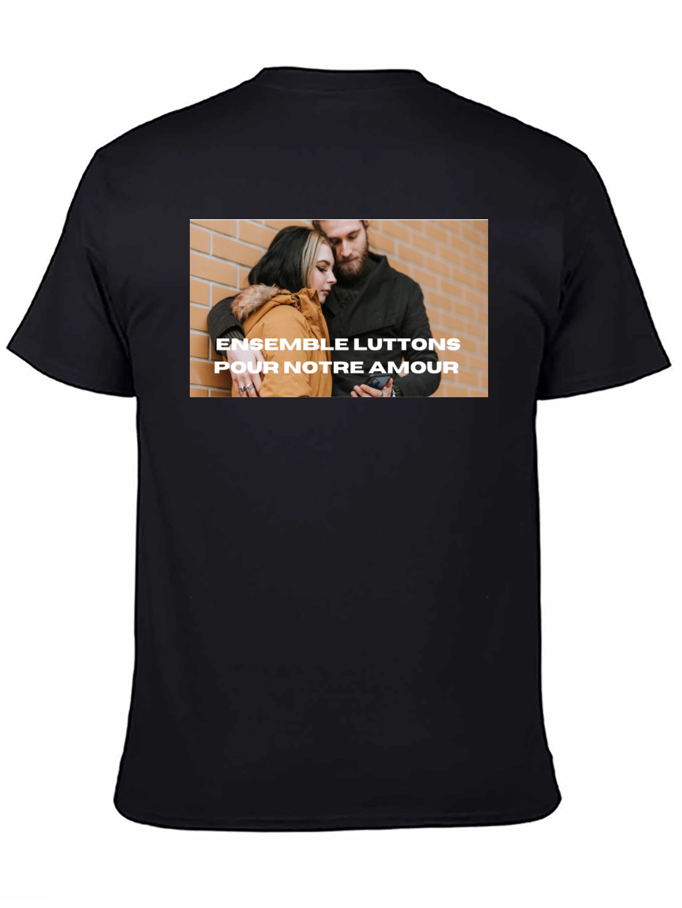 Black Trendy Black Tee with Love Graphic view 4