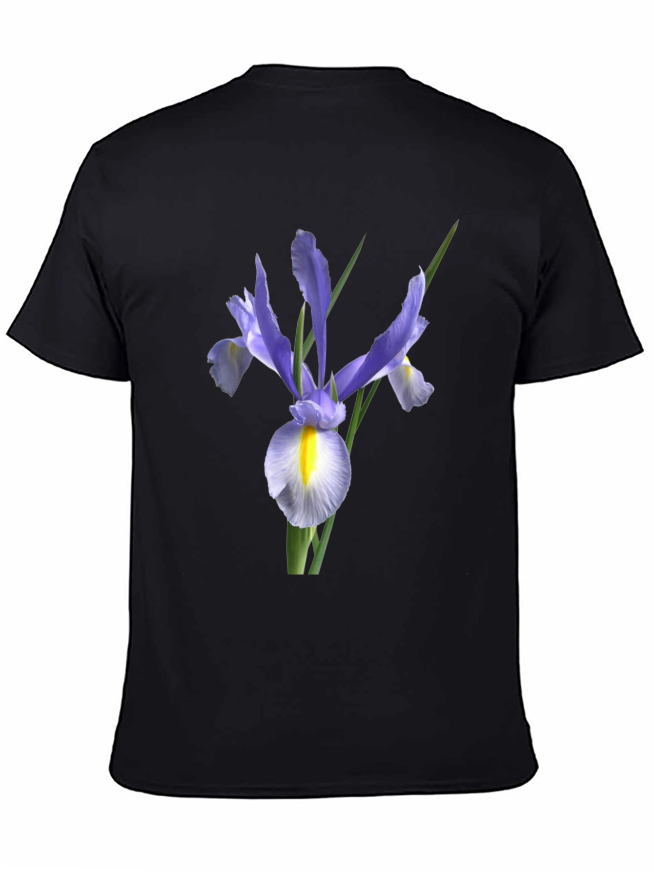 Black Floral Iris Graphic Print Black T-Shirt view 4