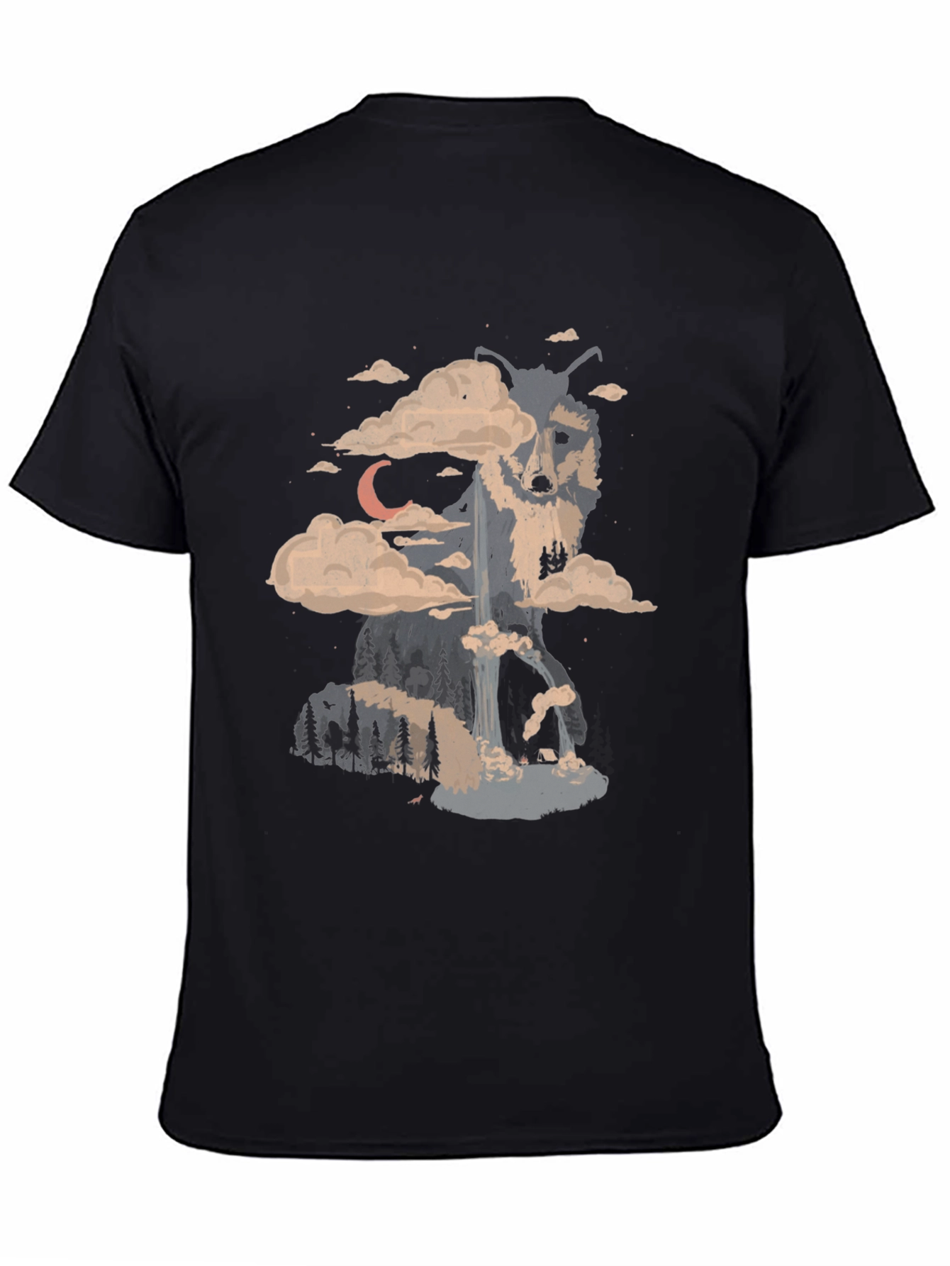 Black Wolf Landscape Graphic Tee - Nature Inspired Print view 4