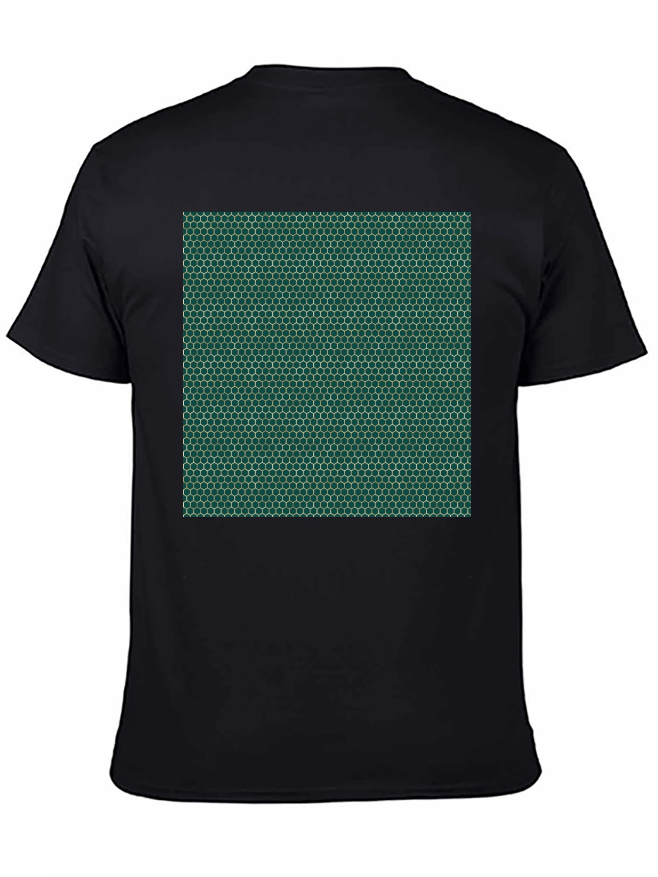 Black Geometric Hexagon Pattern Black T-Shirt view 4