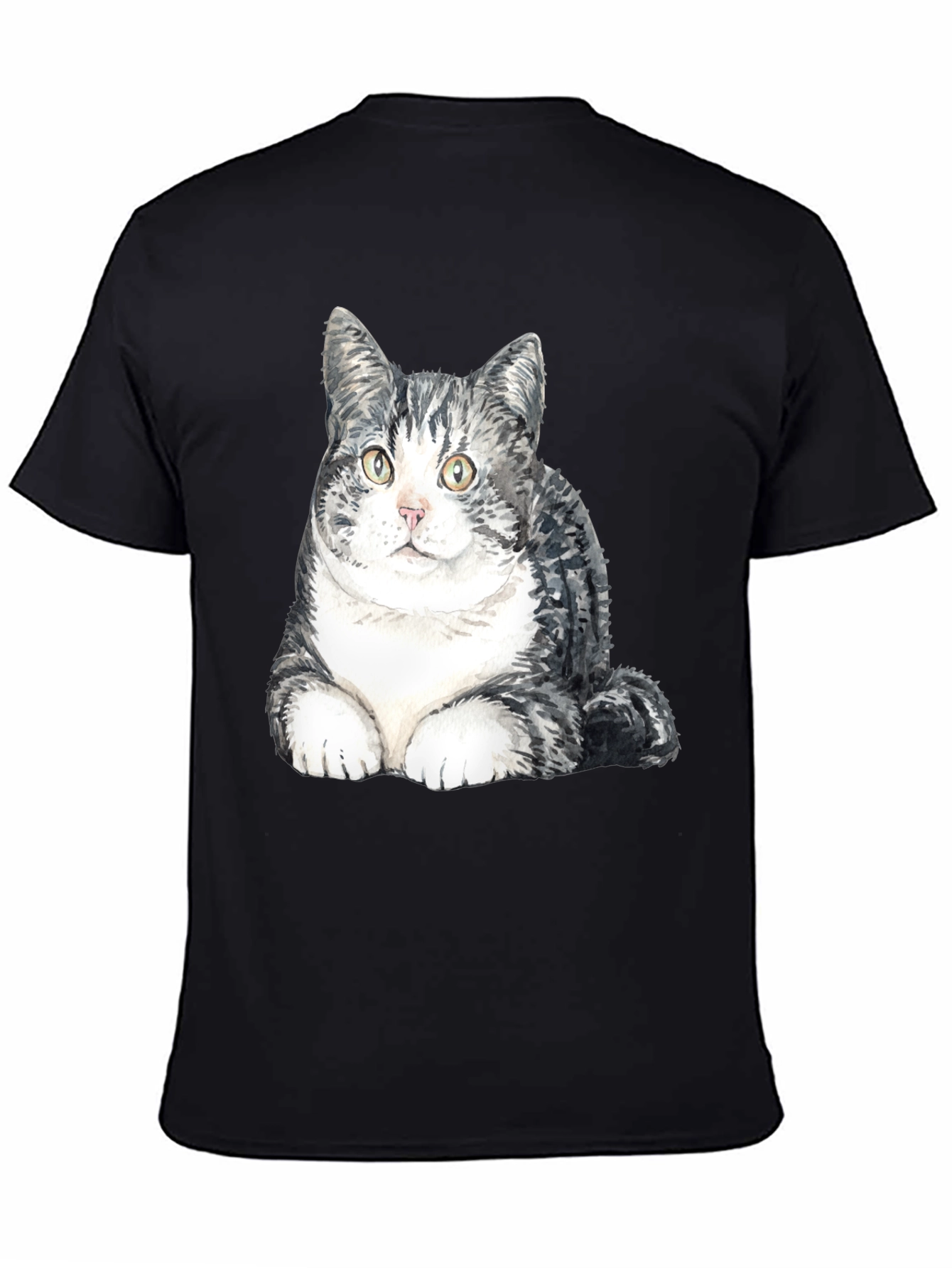 Black Cute Cat Graphic T-Shirt - Soft Cotton Blend view 4