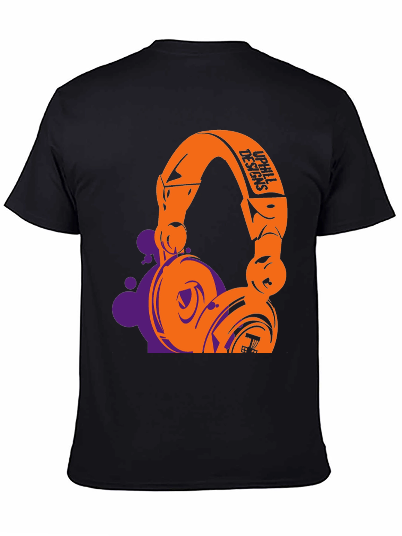 Black Stylish Graphic T-Shirt with Headphone Design view 4