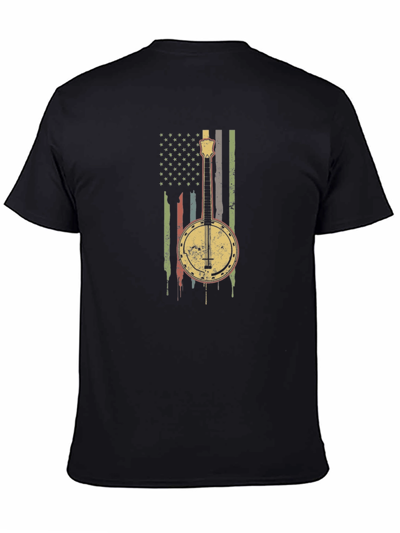 Black Banjo American Flag Graphic Tee view 4