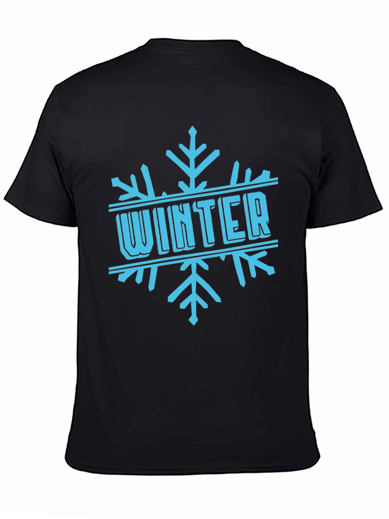 Black Winter Snowflake Graphic Black T-Shirt view 4