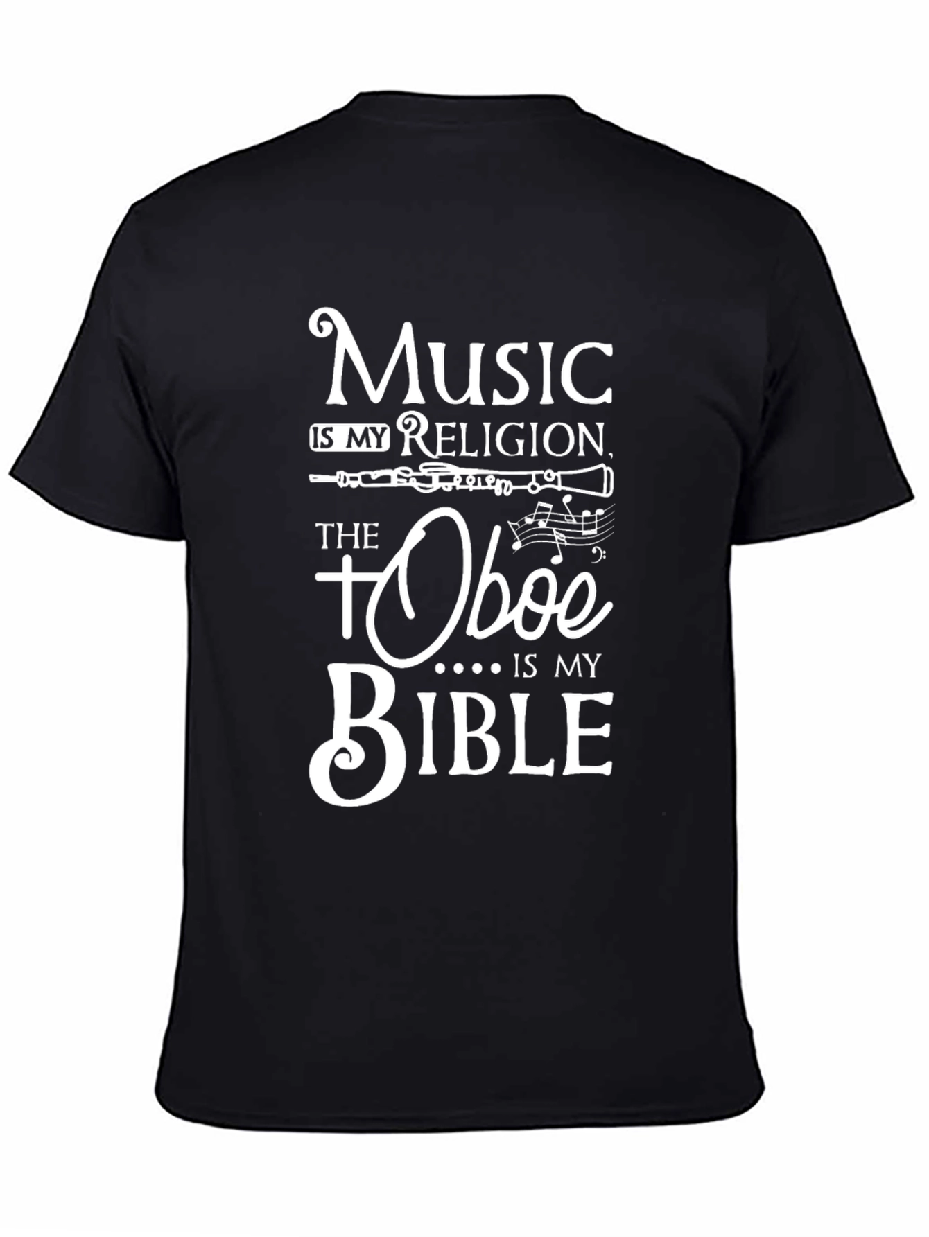 Black Music is My Religion Oboe Bible T-Shirt view 4