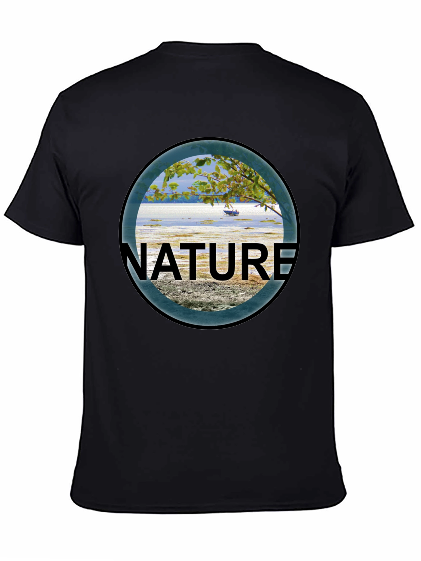 Black Nature Scene Graphic Black T-Shirt view 4