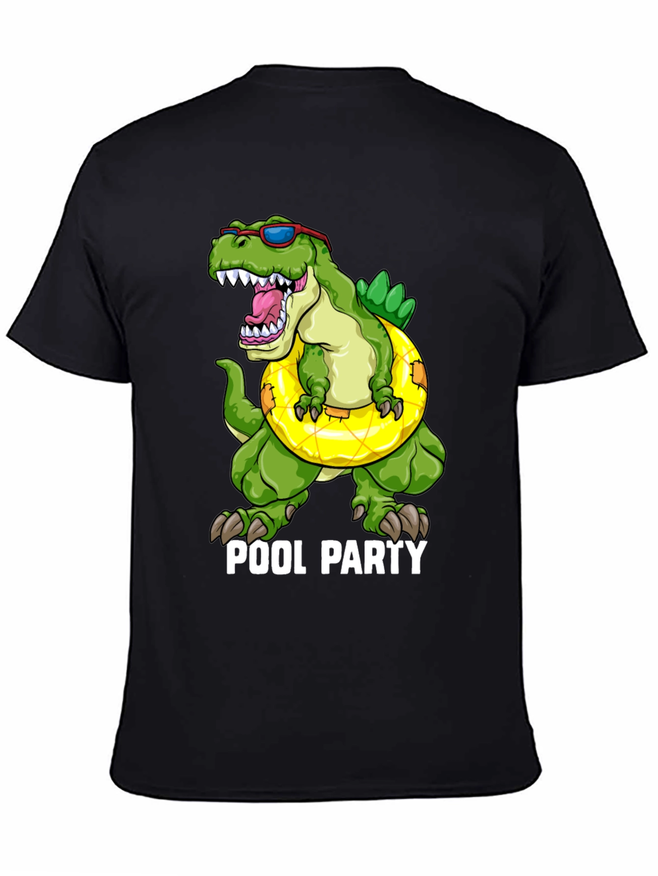 Black Dino Pool Party T-Shirt - Funny Summer Apparel view 4
