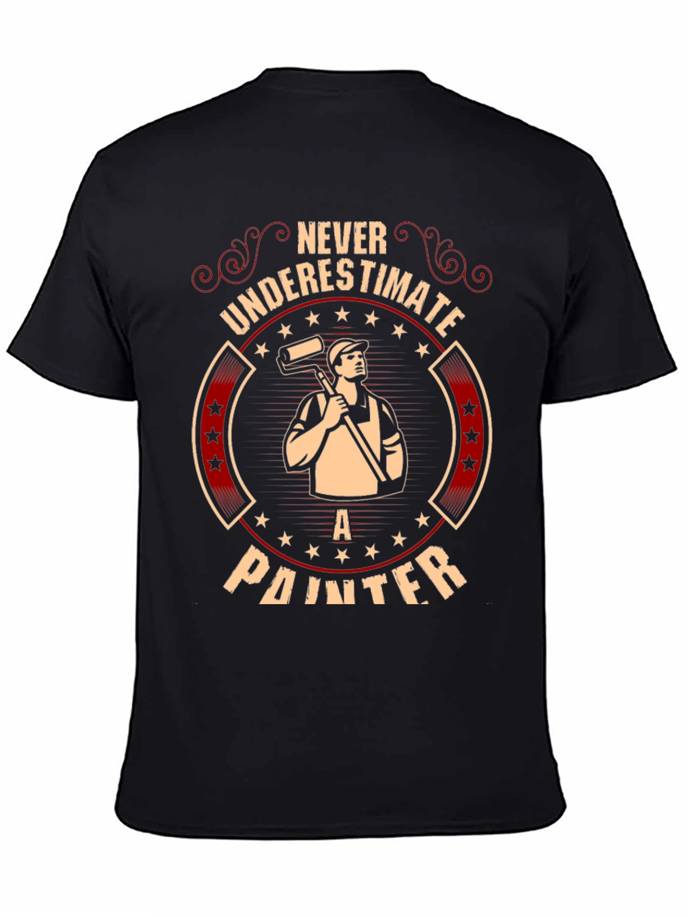 Black Never Underestimate A Painter T-Shirt view 4