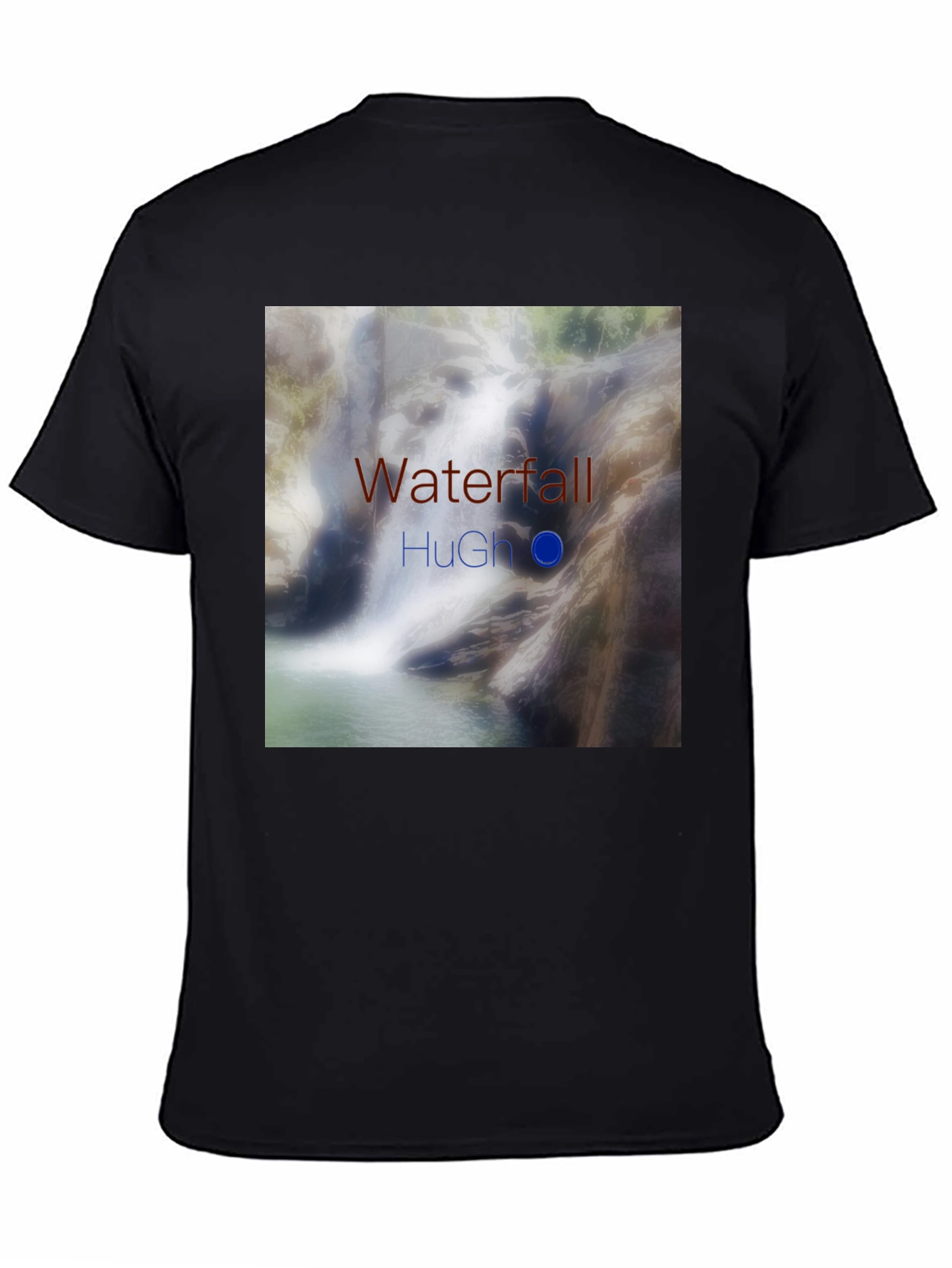 Black Waterfall Graphic Tee - Nature Inspired Design view 4