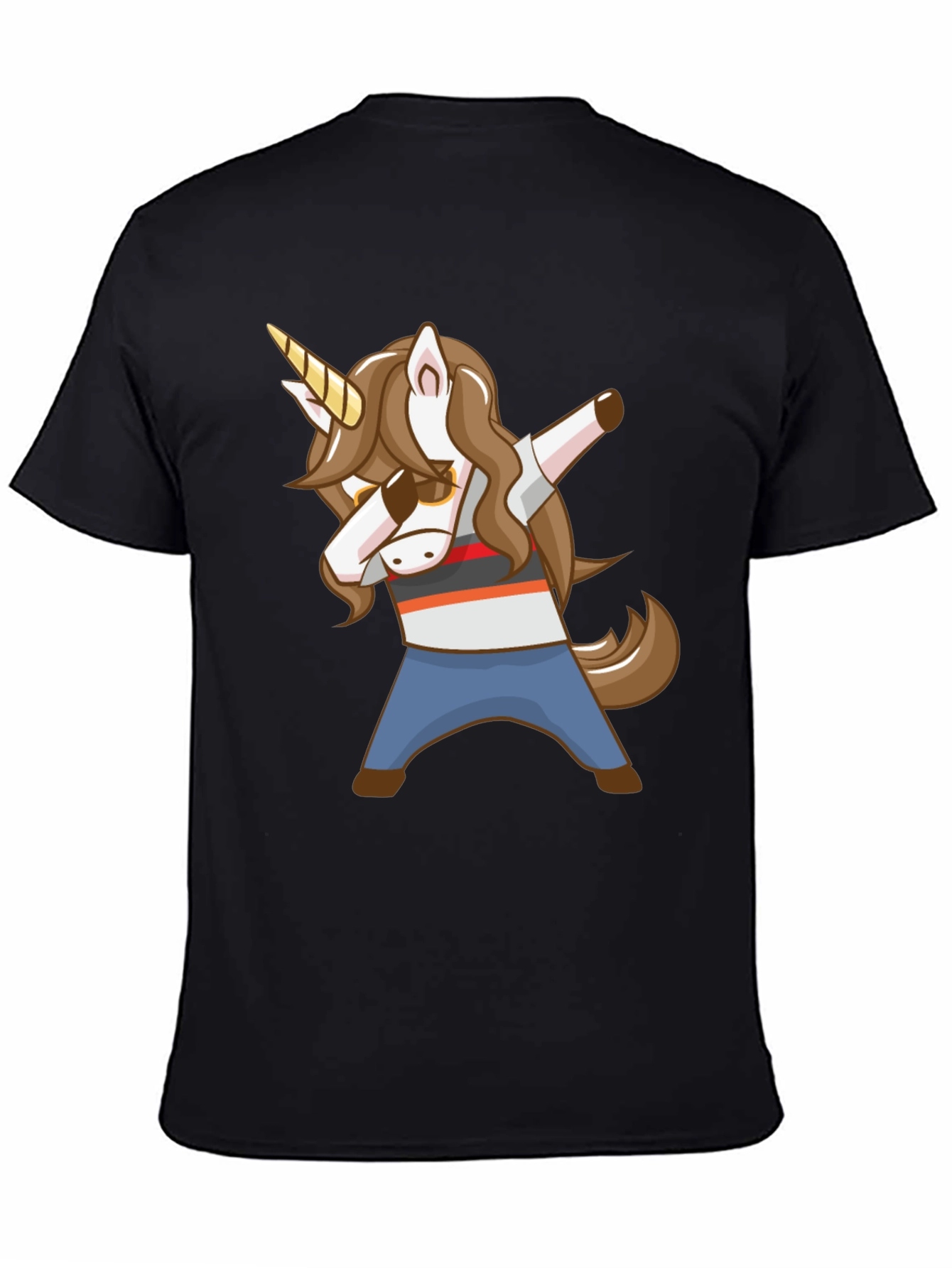 Black Dabbing Unicorn Graphic T-Shirt view 4
