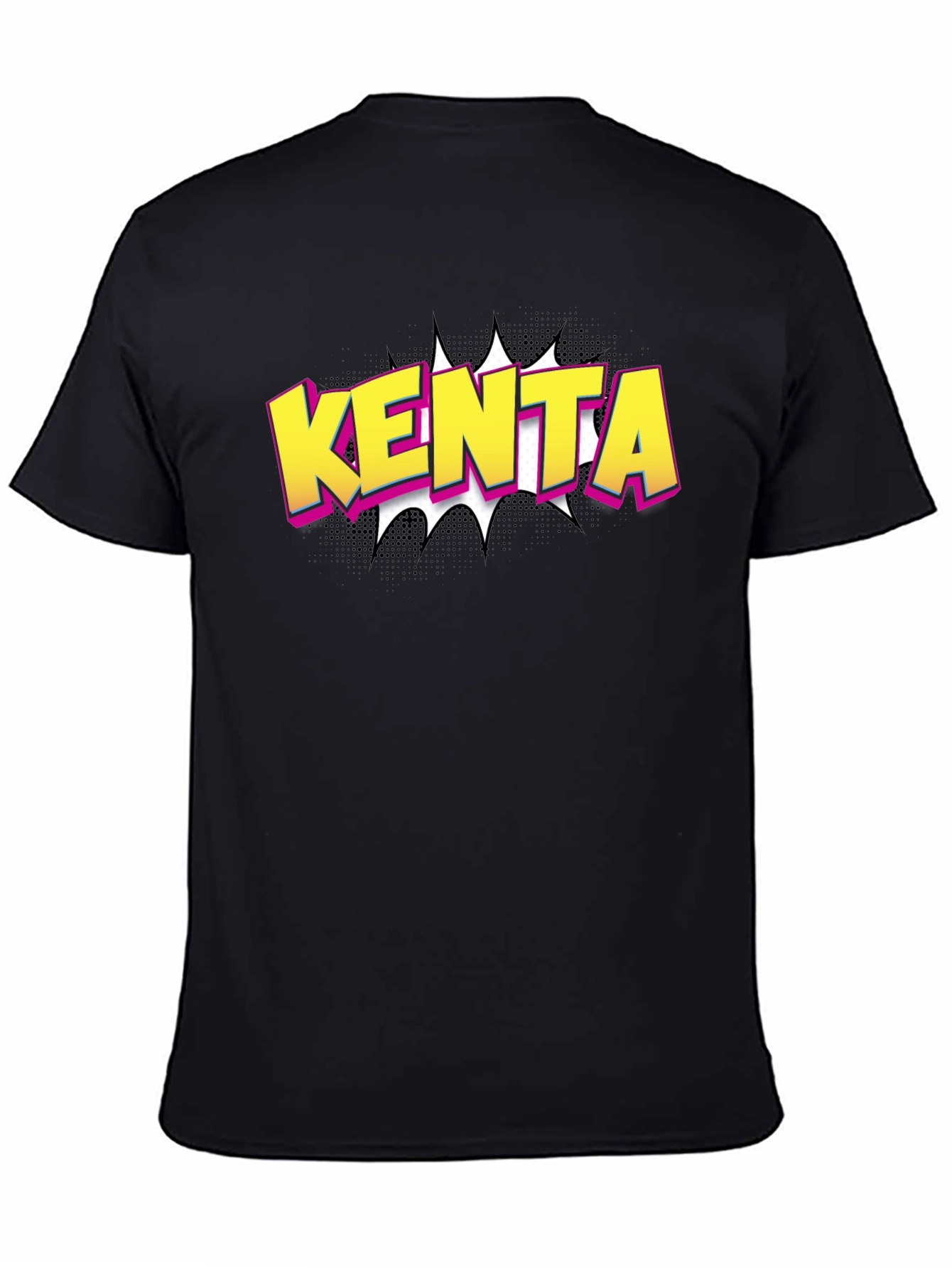 Black KENTA Comic Style T-Shirt - Bold Graphic Tee view 4