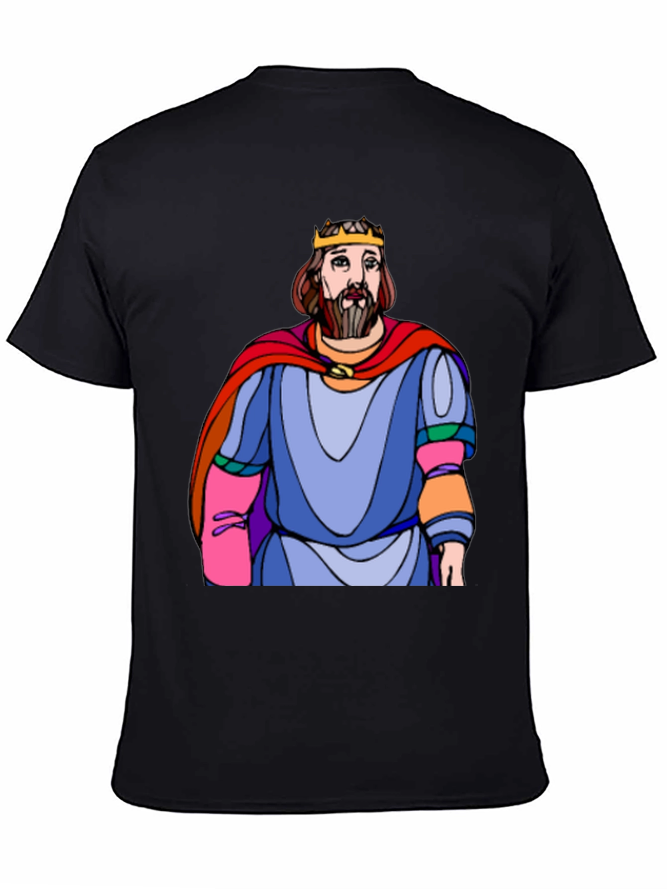 Black King Cartoon Graphic Black T-Shirt view 4