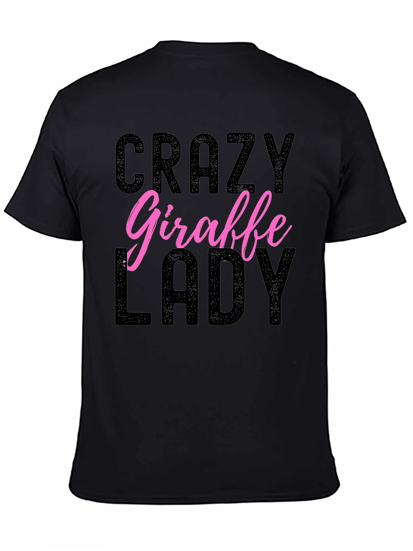 Black Crazy Giraffe Lady Graphic T-Shirt - Novelty Animal Lover Tee view 4