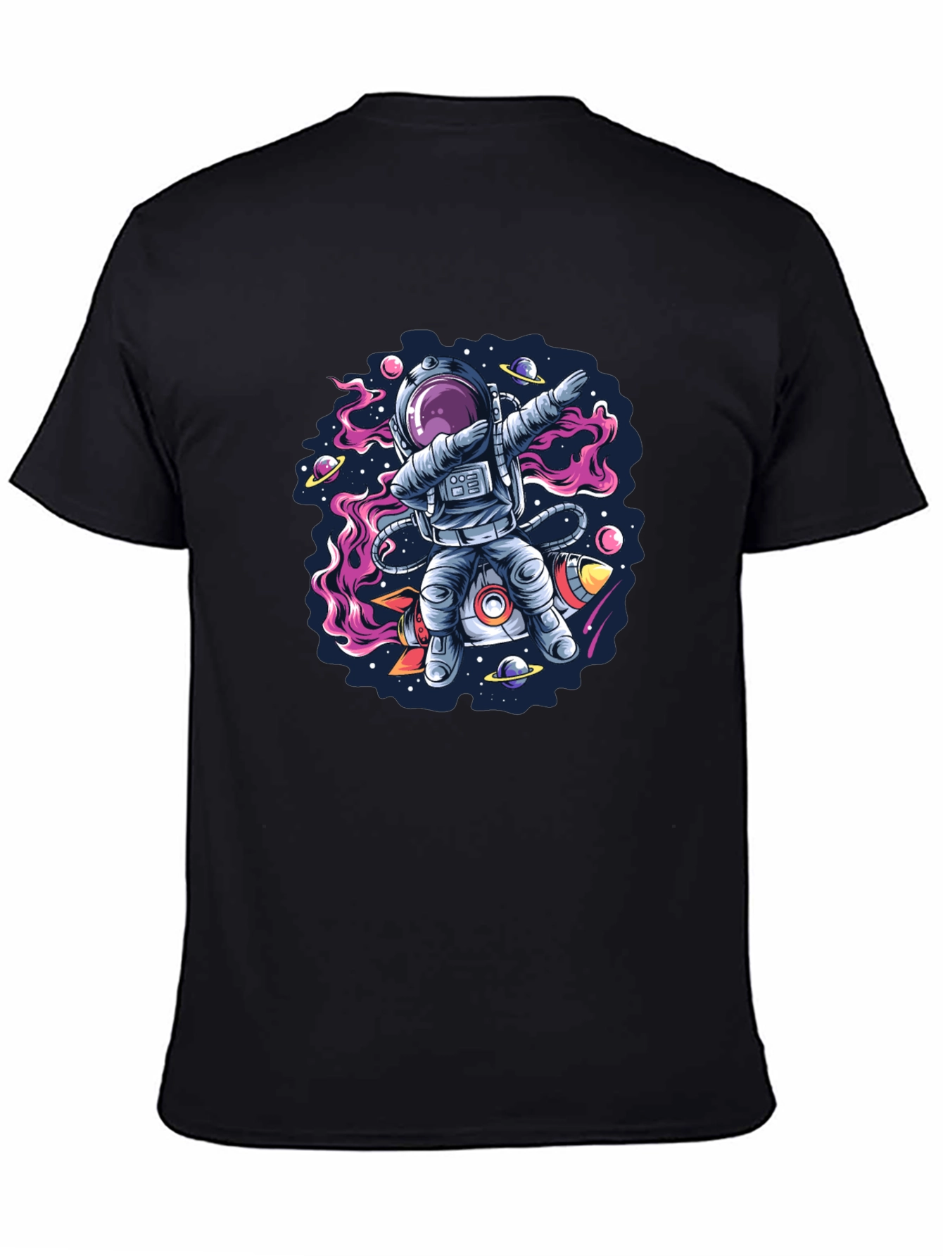 Black Astronaut Dab T-Shirt - Galaxy Space Design view 4