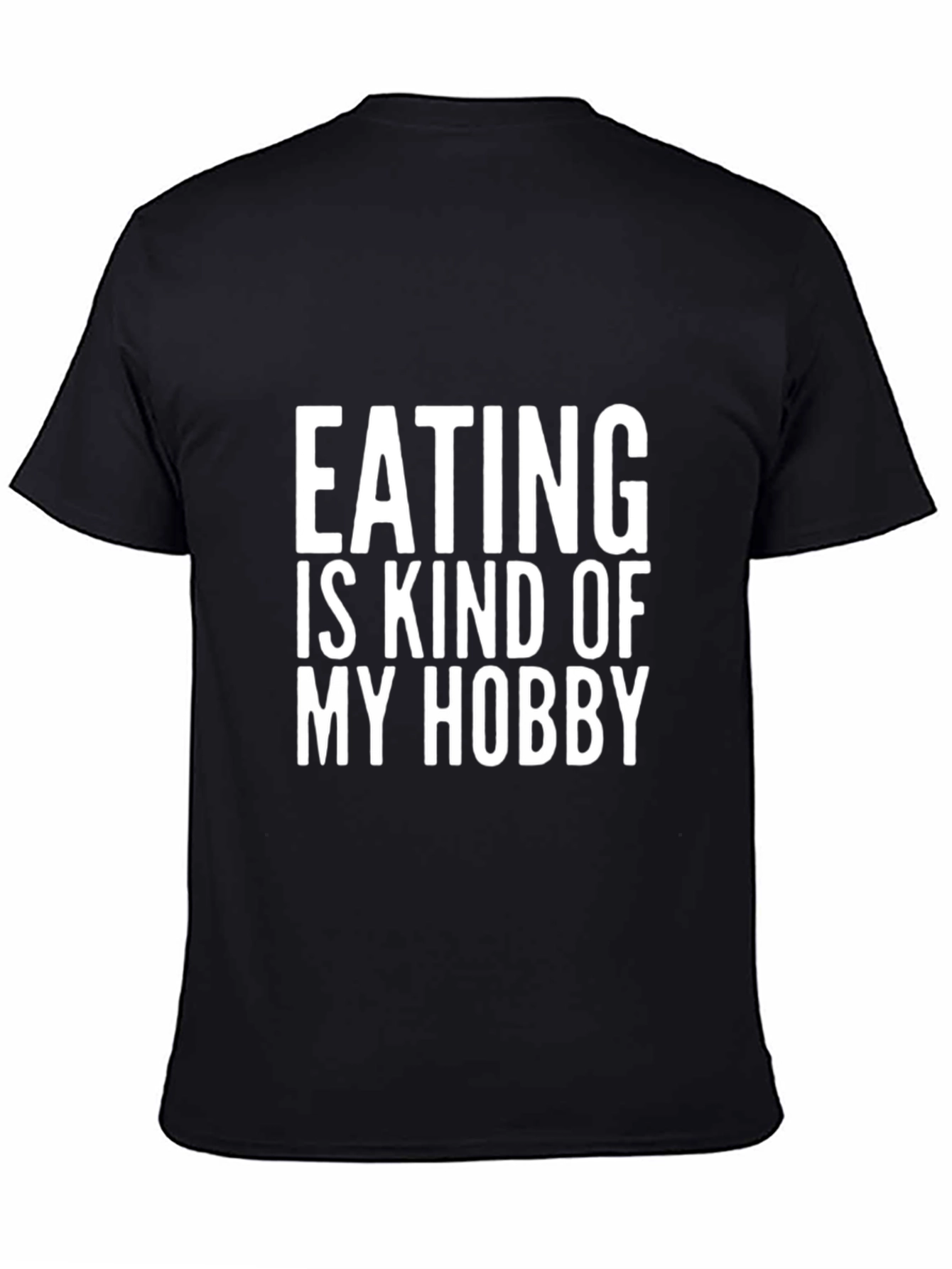 Black Funny Eating Hobby T-Shirt - Black Cotton Tee view 4