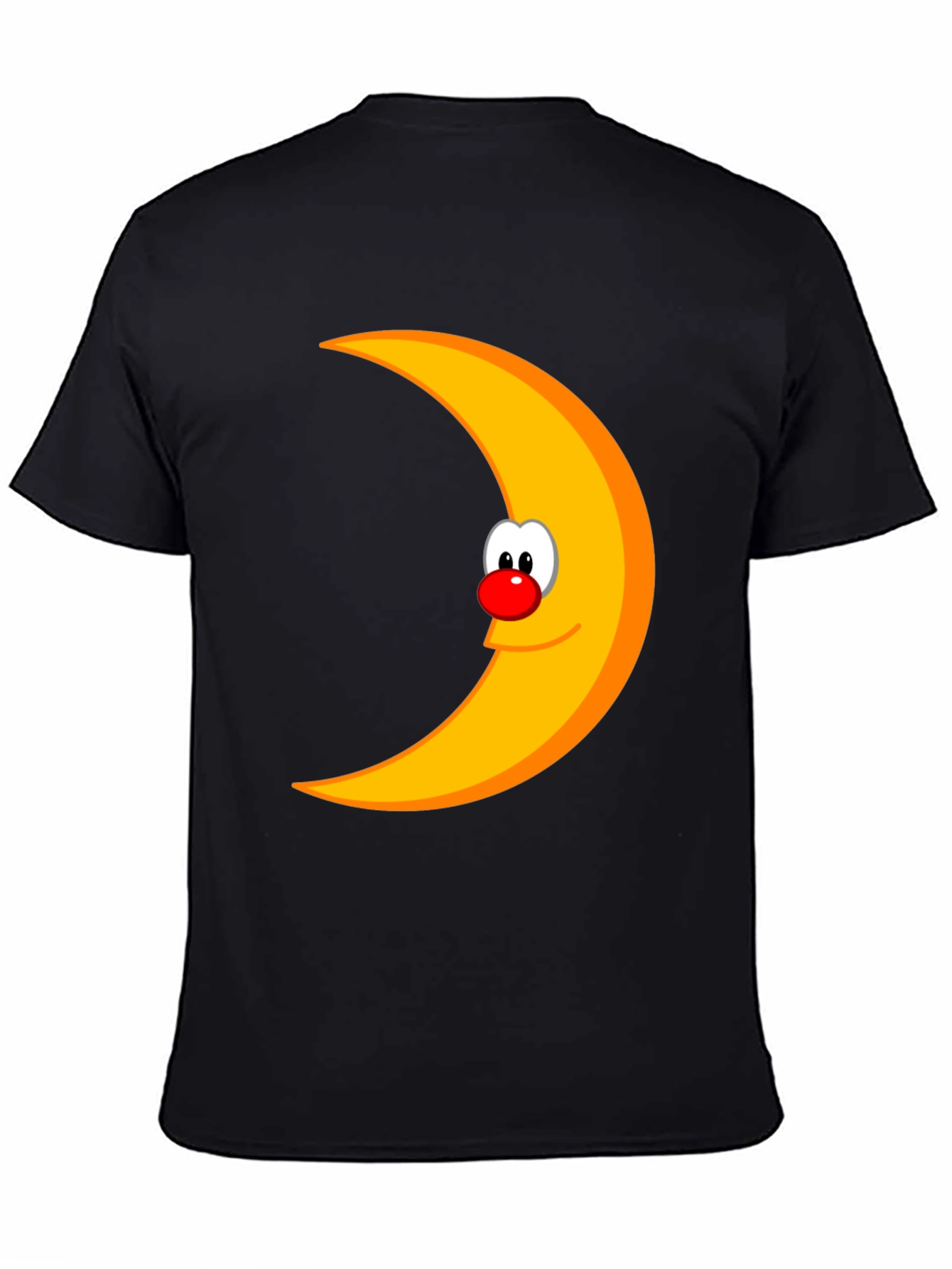 Black Funny Moon Face Graphic Black T-Shirt view 4