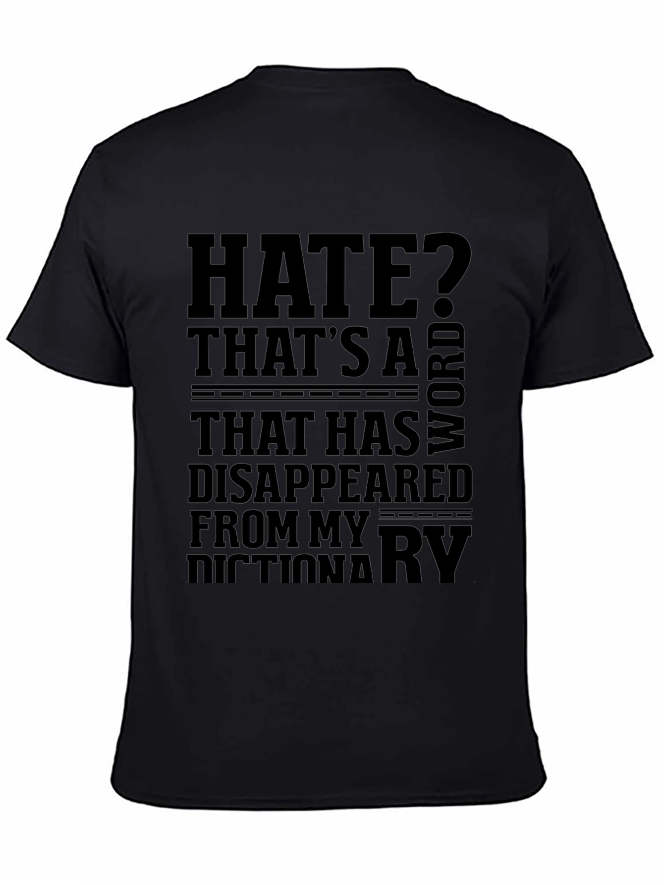 Black Humorous Graphic Tee: 'Hate? That's a Word...' view 4
