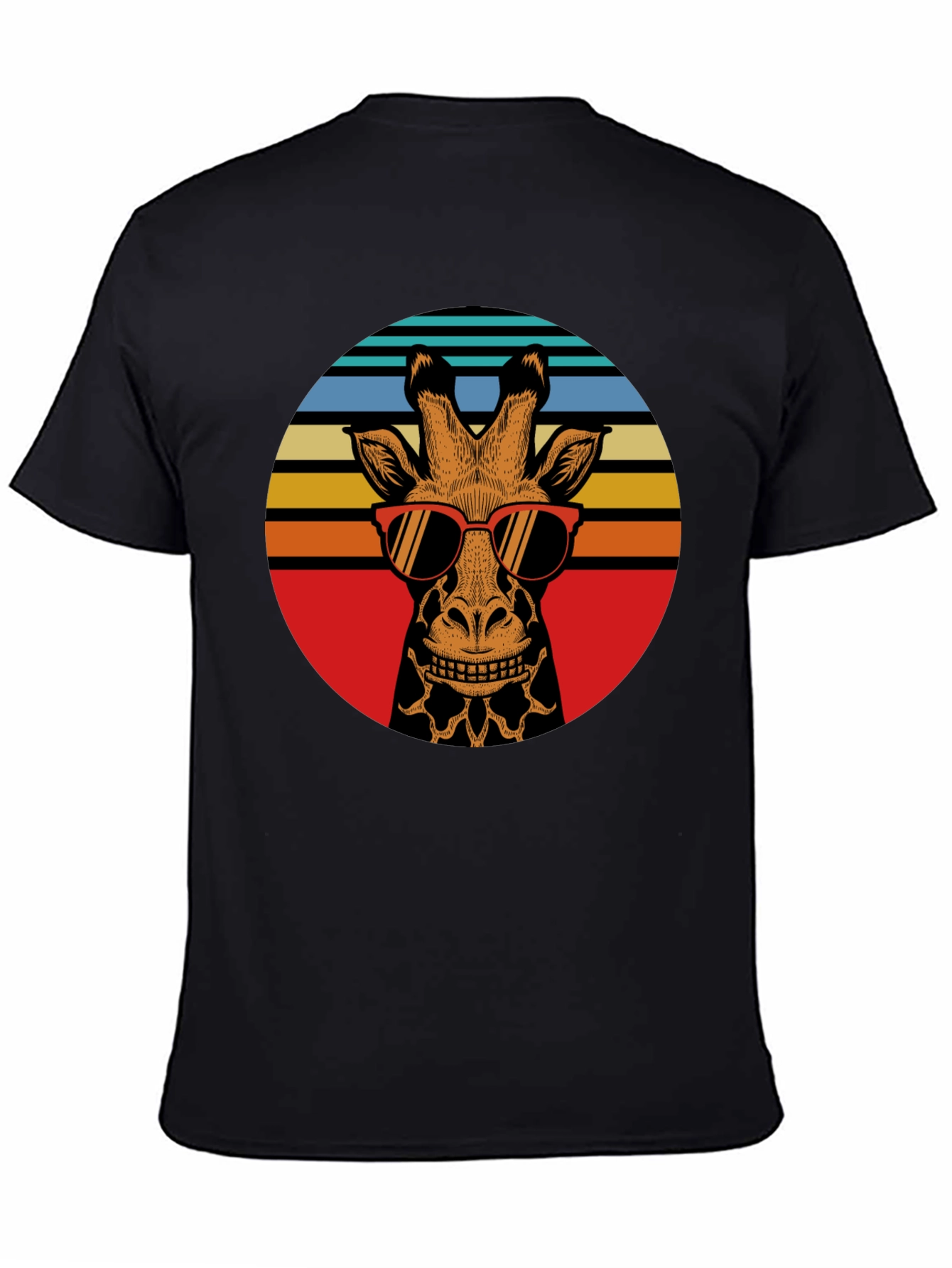 Black Retro Giraffe Sunglasses Graphic Tee view 4