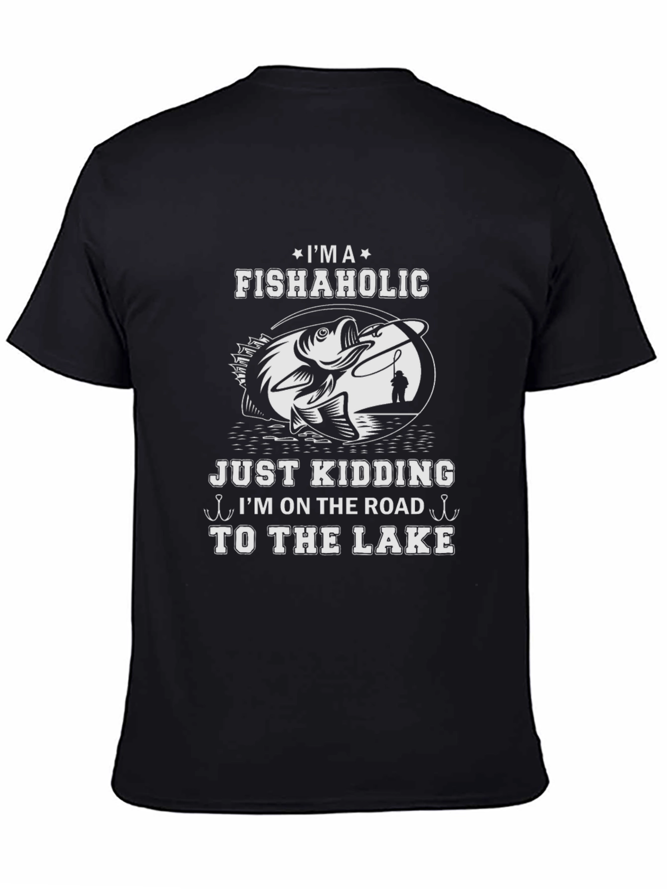 Black Fishaholic T-Shirt: Road to the Lake view 4