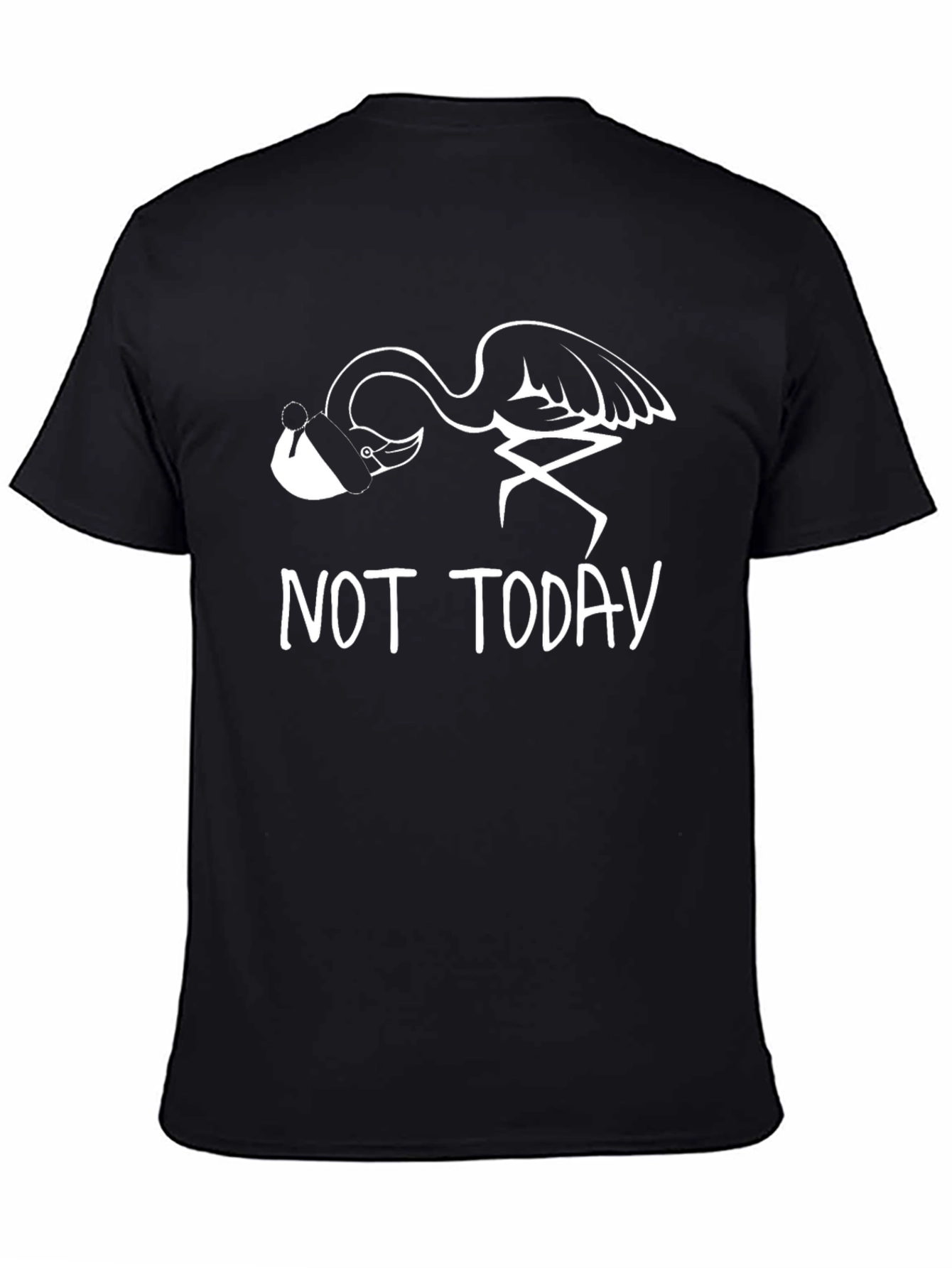 Black Funny Flamingo "Not Today" Graphic T-Shirt view 4