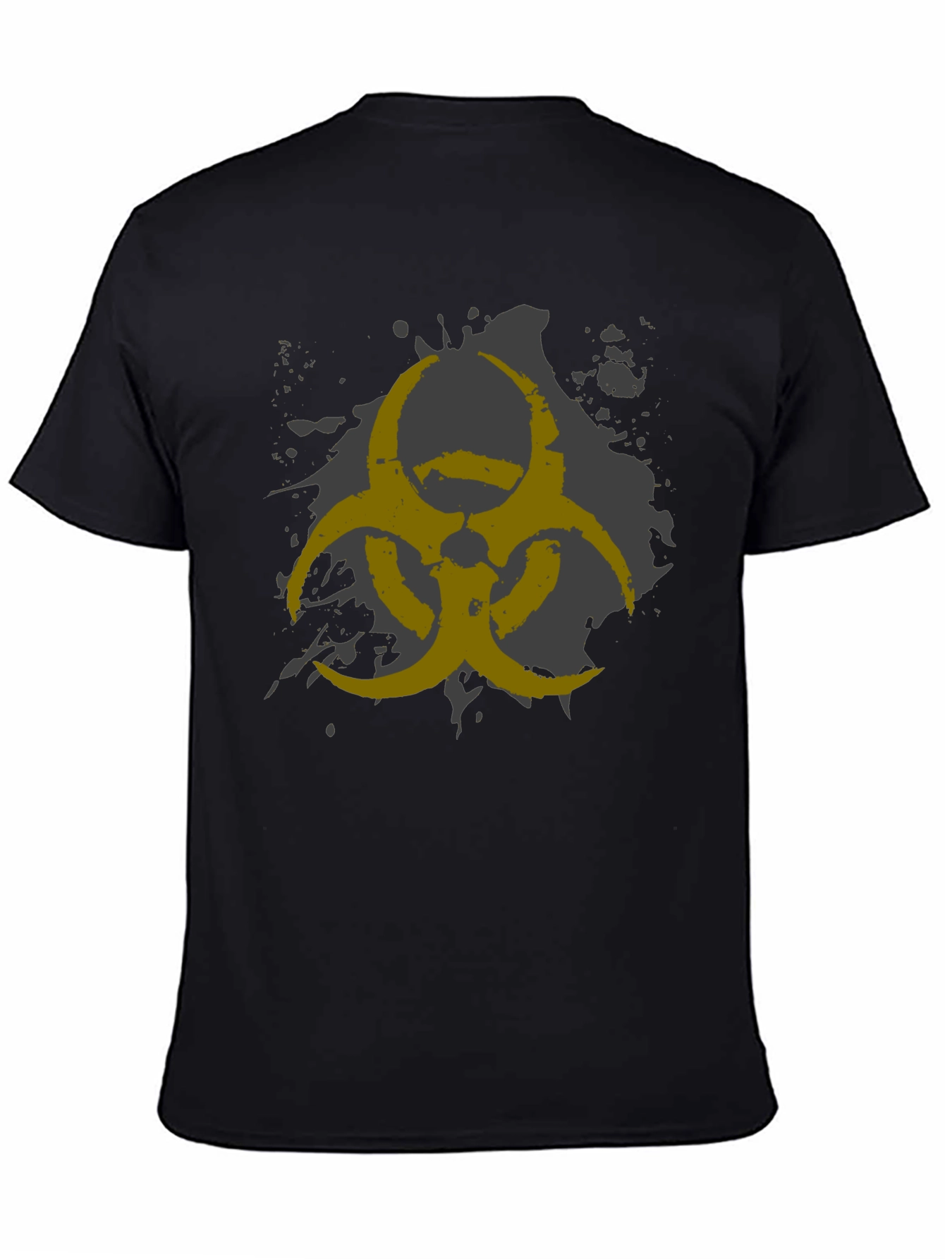 Black Biohazard Symbol Graphic Print Men's Black T-Shirt view 4