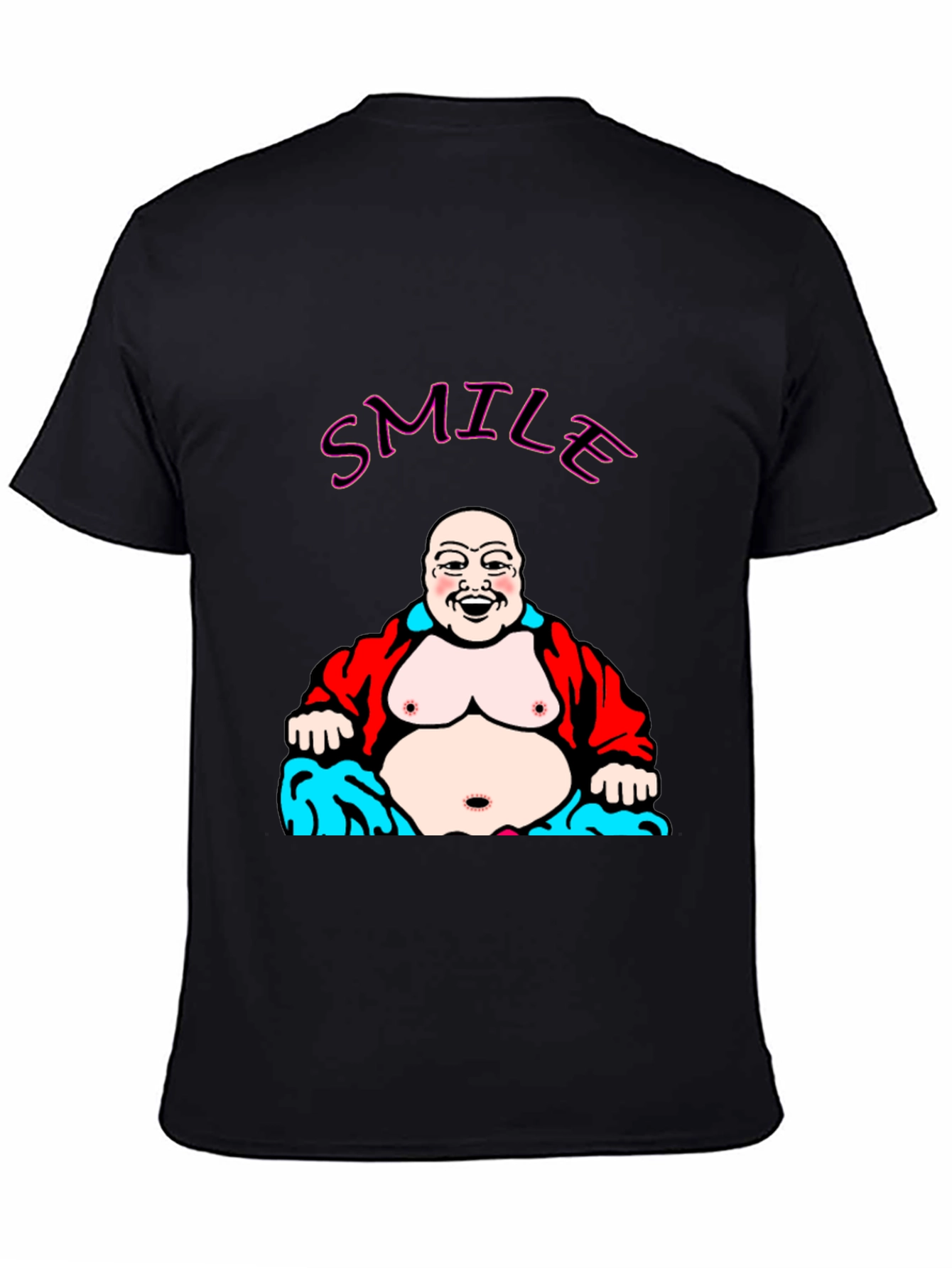 Black Smile Buddha Graphic Black T-Shirt view 4