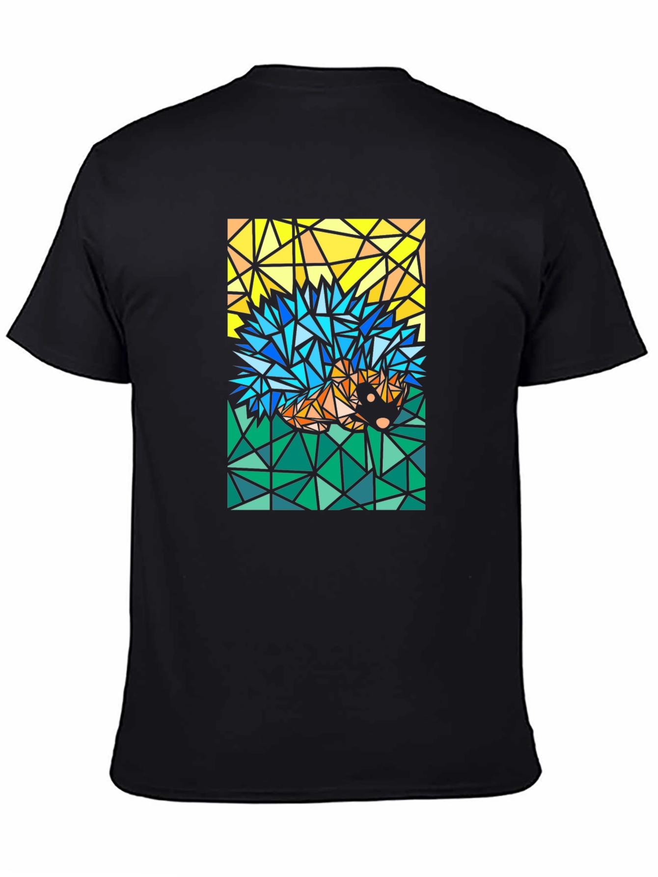 Black Abstract Hedgehog T-Shirt - Geometric Style view 4