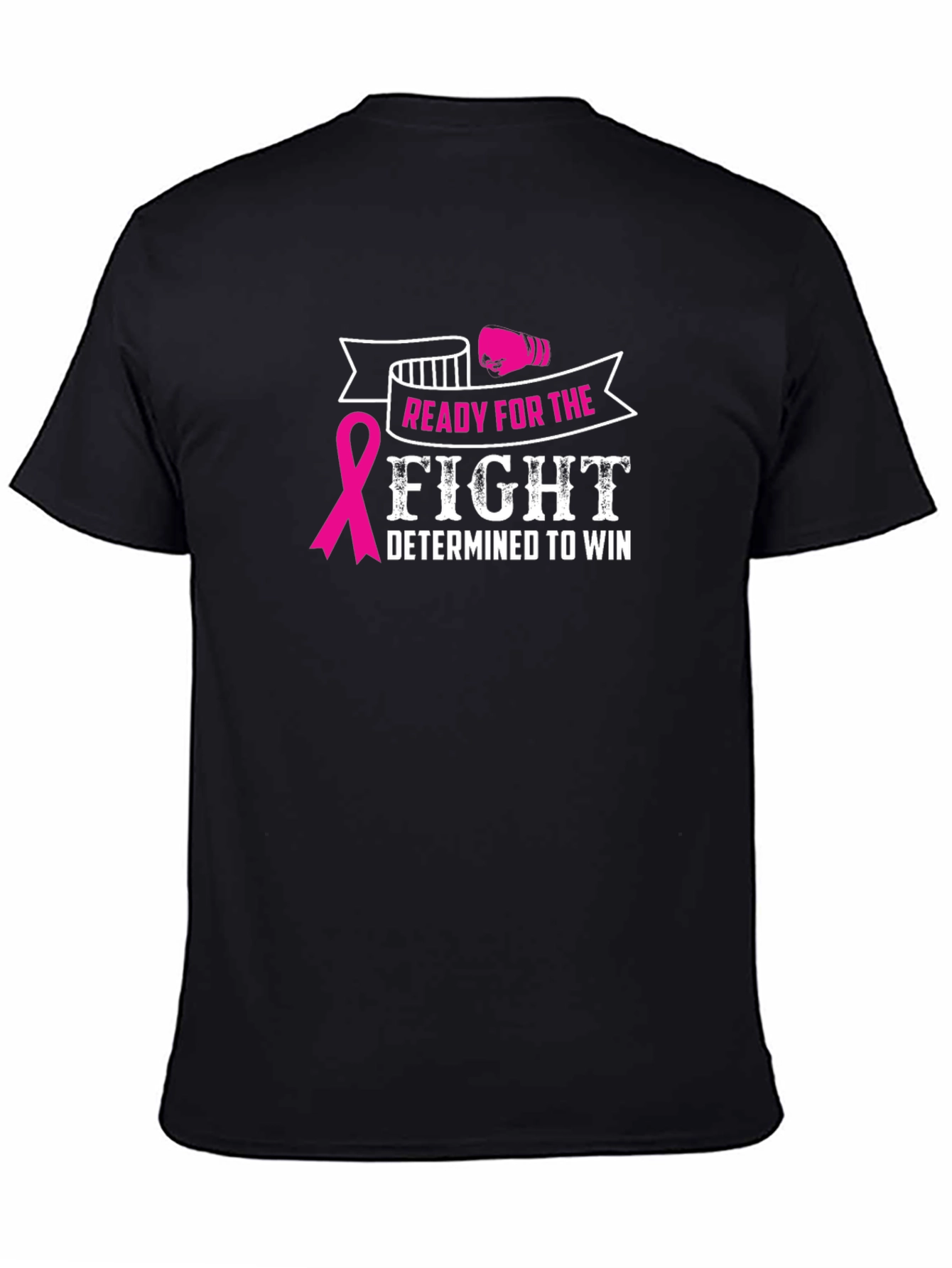 Black Ready for the Fight Breast Cancer Awareness T-Shirt view 4