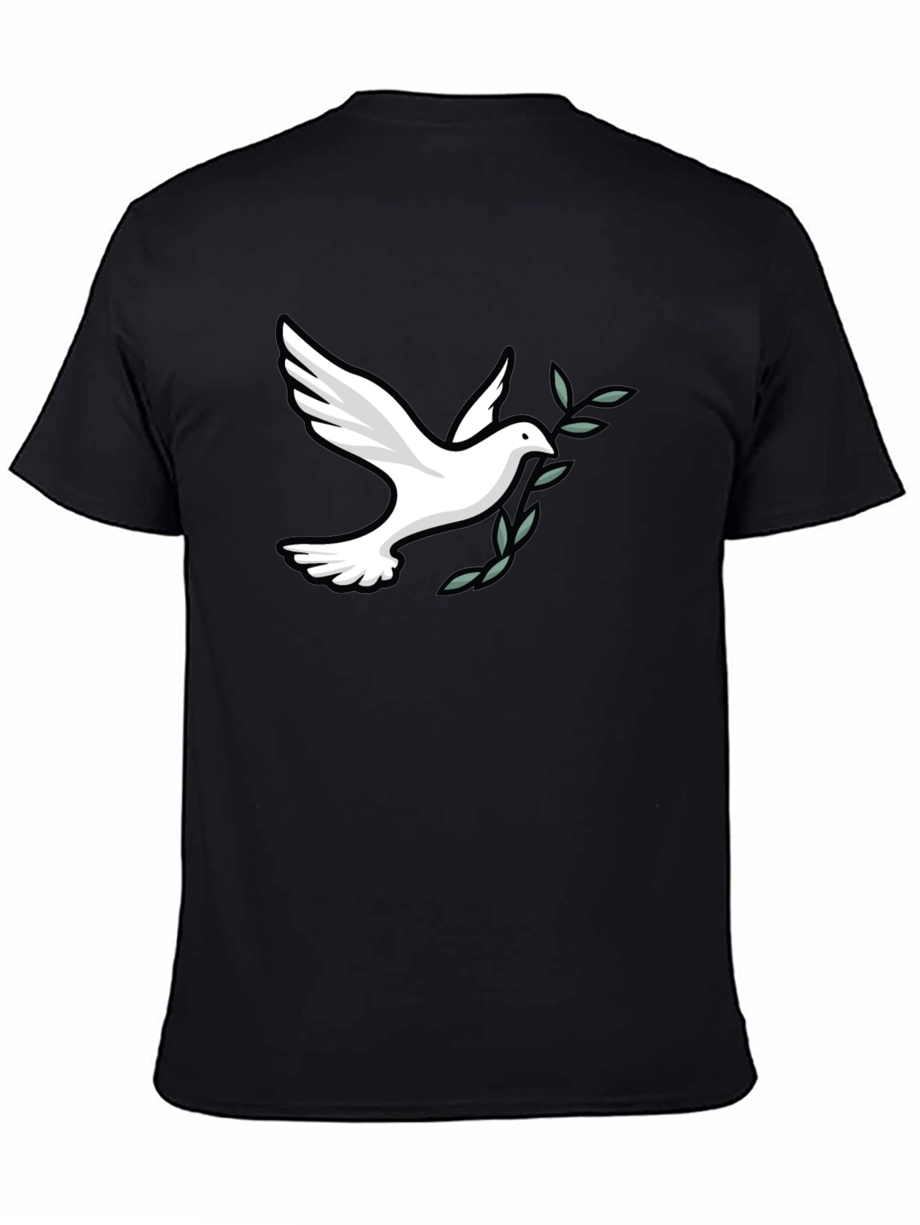 Black Peace Dove Graphic Tee - Soft Black Cotton Blend view 4