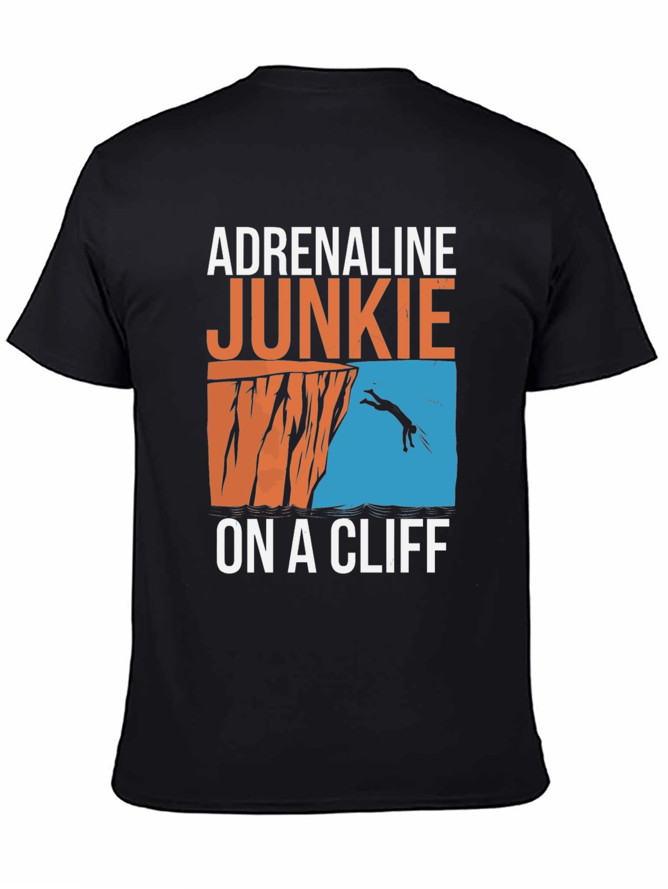 Black Adrenaline Junkie On A Cliff T-Shirt - Black view 4