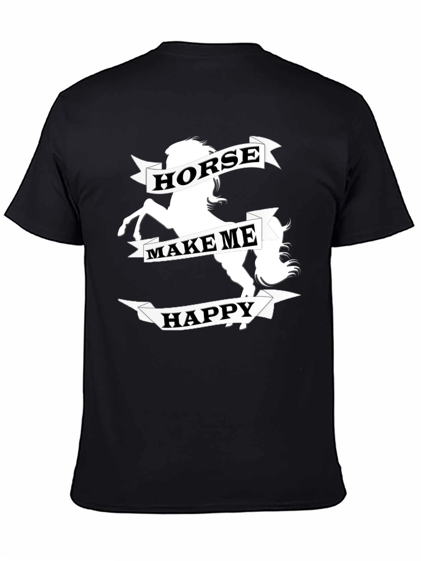 Black Horse Make Me Happy Graphic Tee - Black view 4
