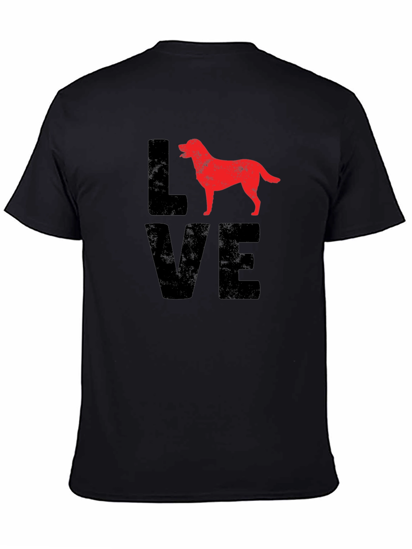 Black Love Dog Graphic Tee - Black Cotton Casual T-Shirt view 4