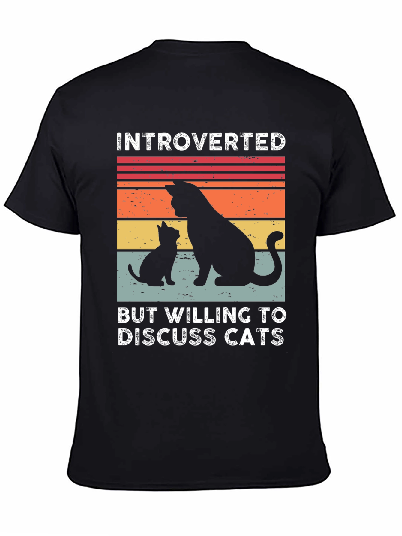 Black Introverted Cat Lover Tee - Discuss Cats! Unisex Shirt view 4