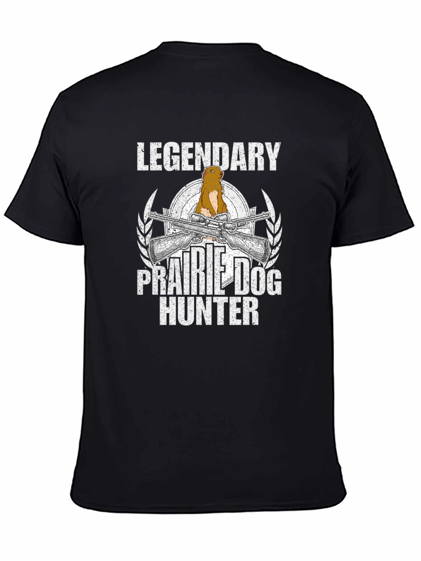 Black Legendary Prairie Dog Hunter Graphic T-Shirt view 4