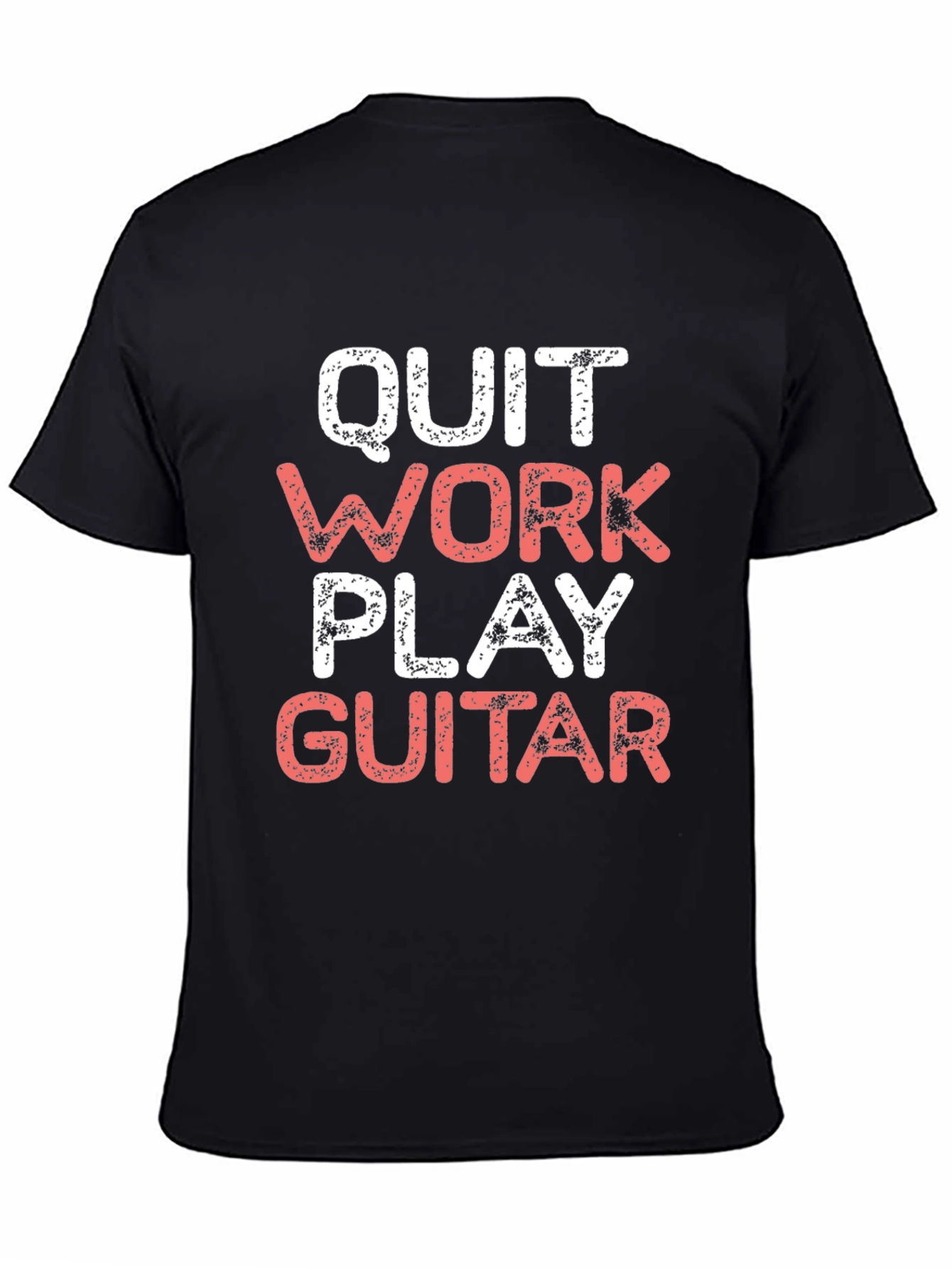 Black Quit Work Play Guitar Graphic Tee view 4