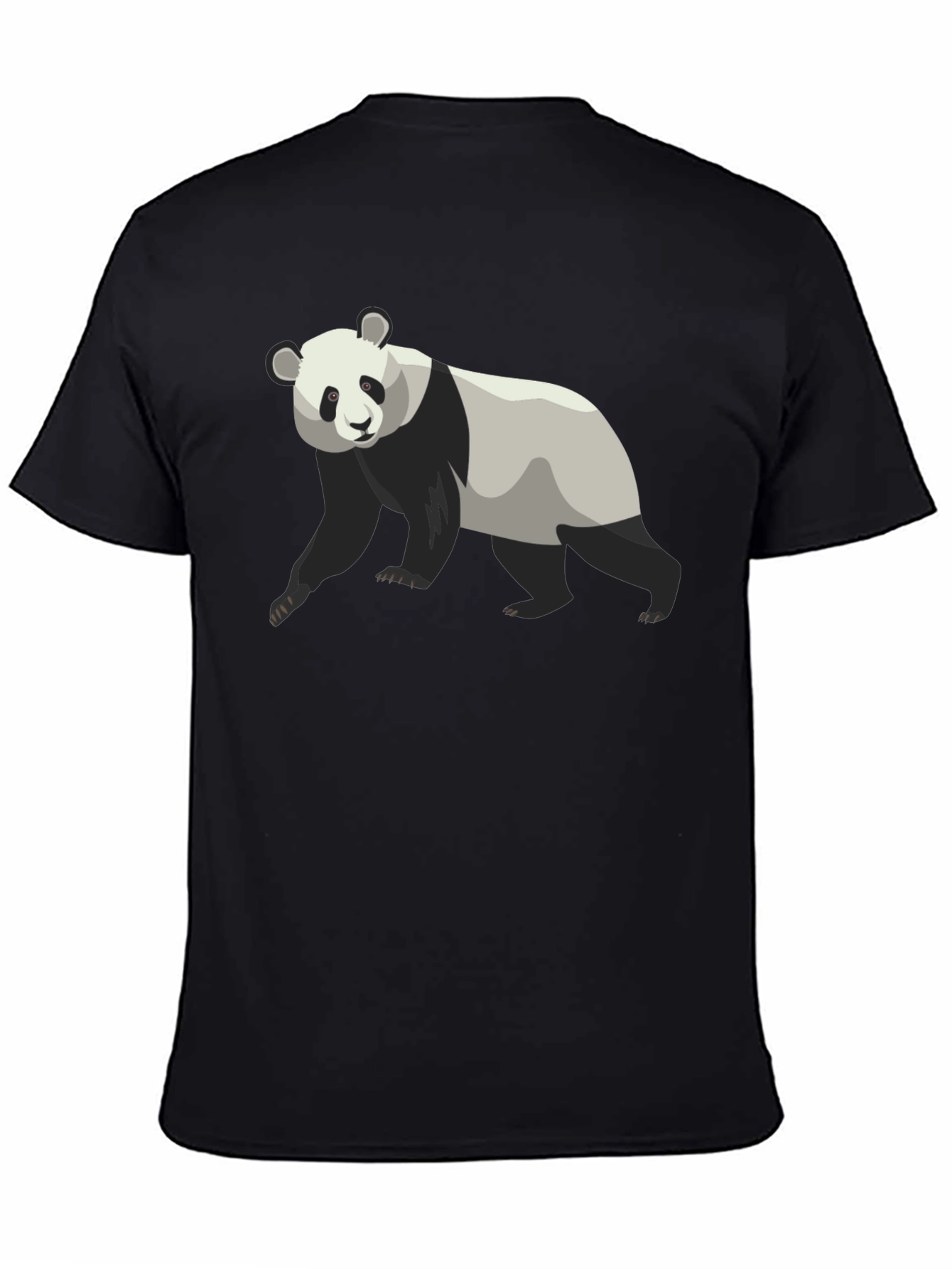 Black Panda Bear Graphic Tee - Black Cotton T-Shirt view 4