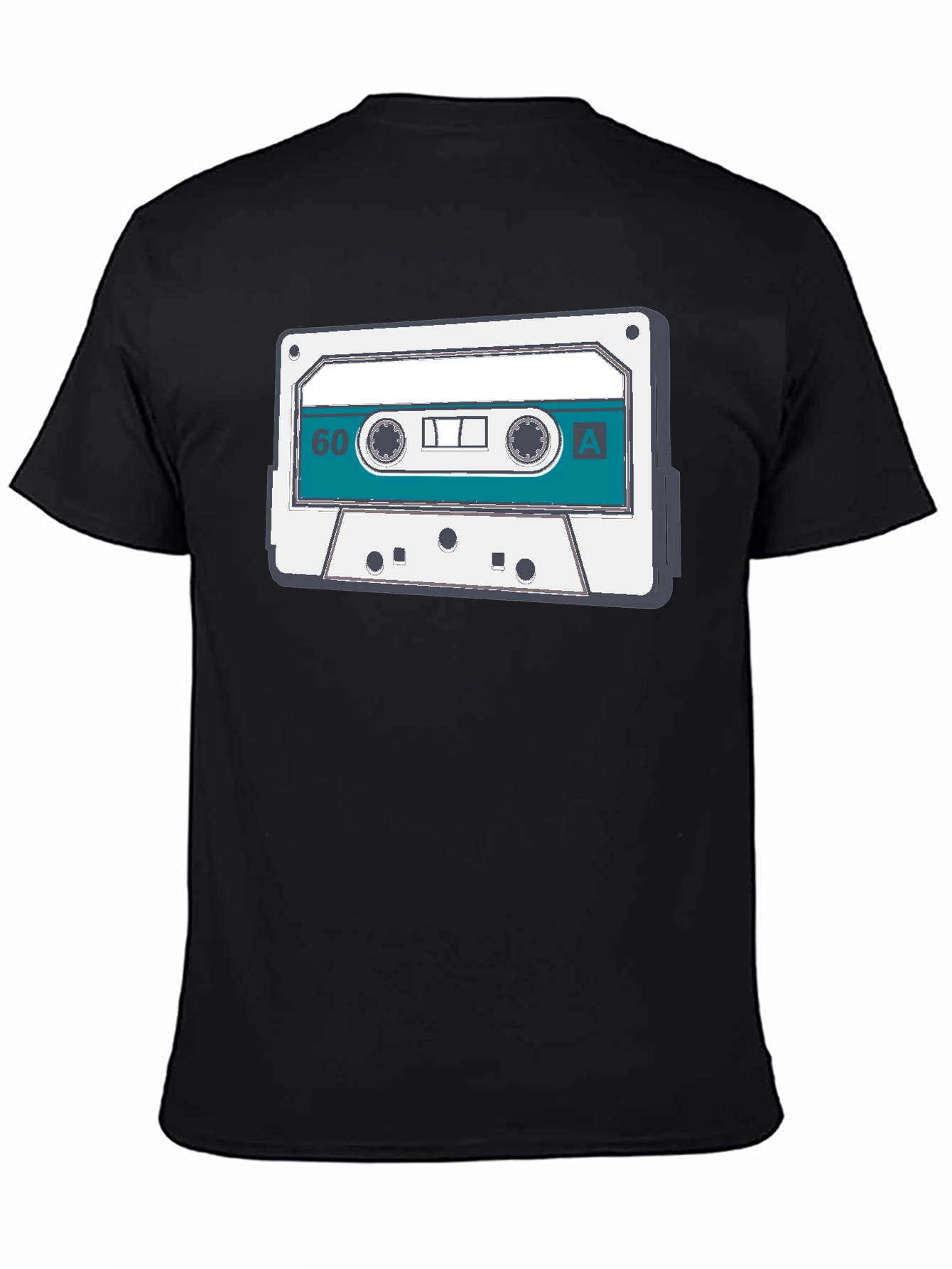 Black Retro Cassette Tape Graphic Tee - Vintage Music Lover Shirt view 4