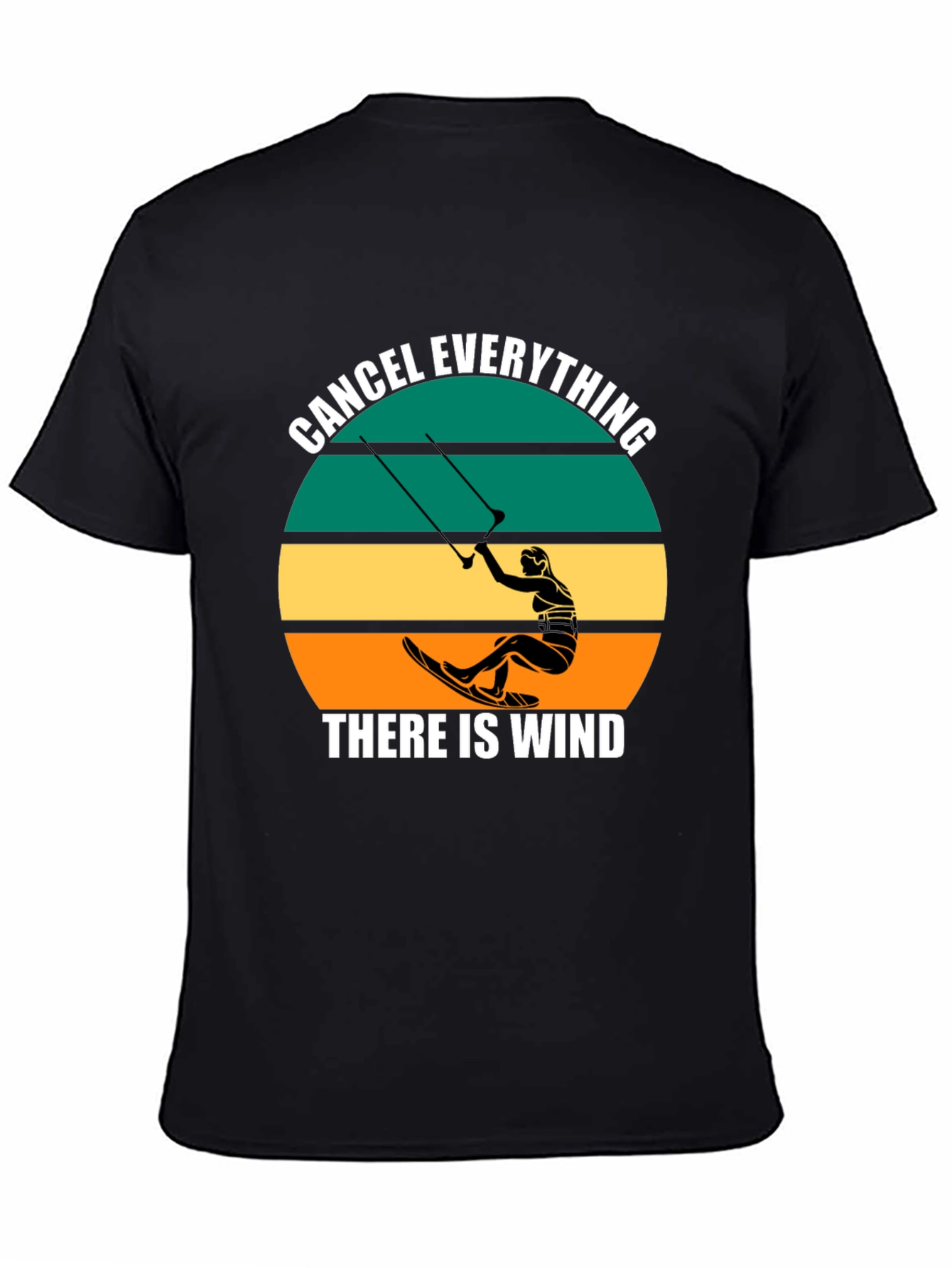 Black Cancel Everything Kitesurfing T-Shirt view 4