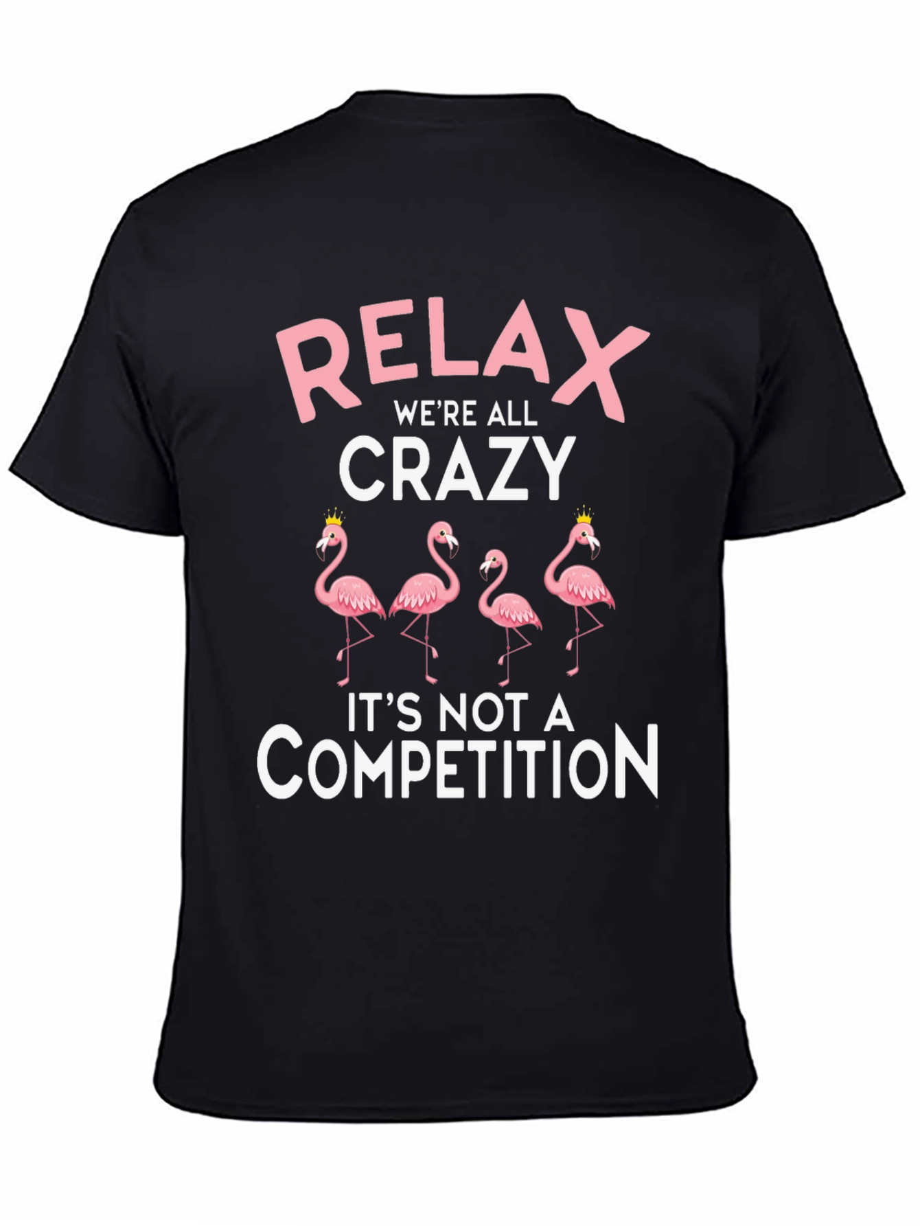 Black Relax We're All Crazy Flamingo Graphic Tee view 4
