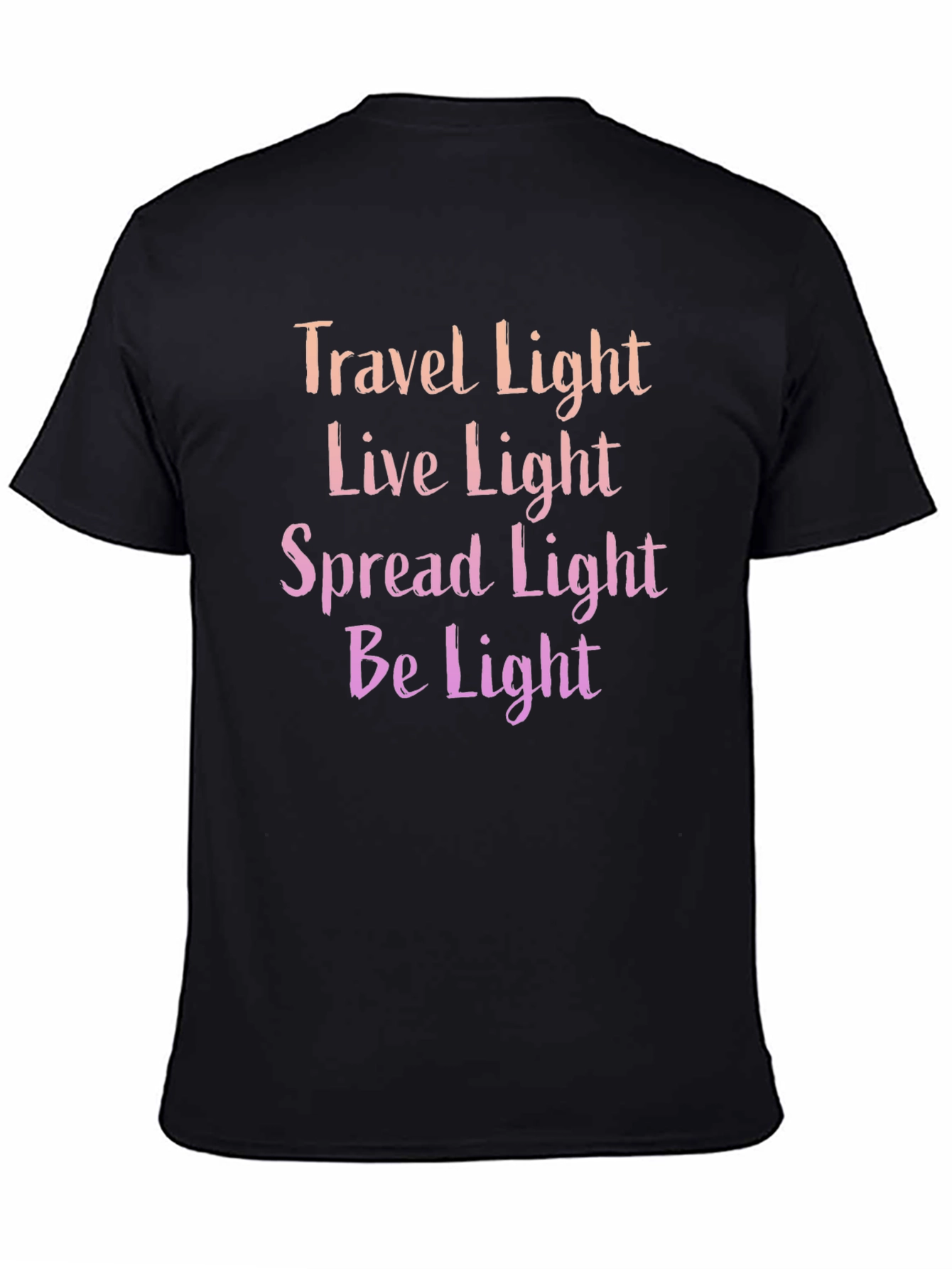 Black Travel Live Spread Be Light T-Shirt view 4
