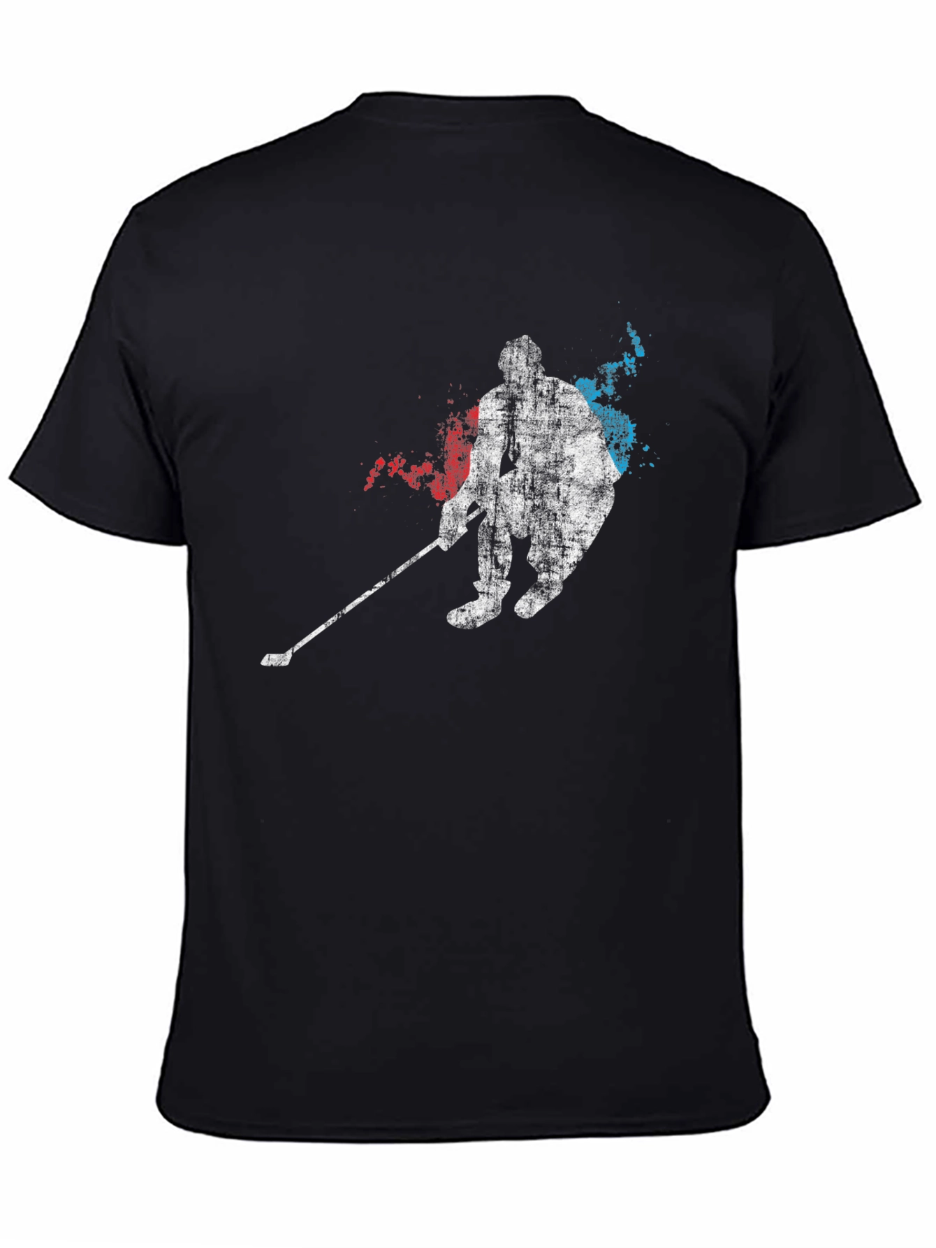 Black Hockey Player Graphic Tee - Black Cotton Blend view 4