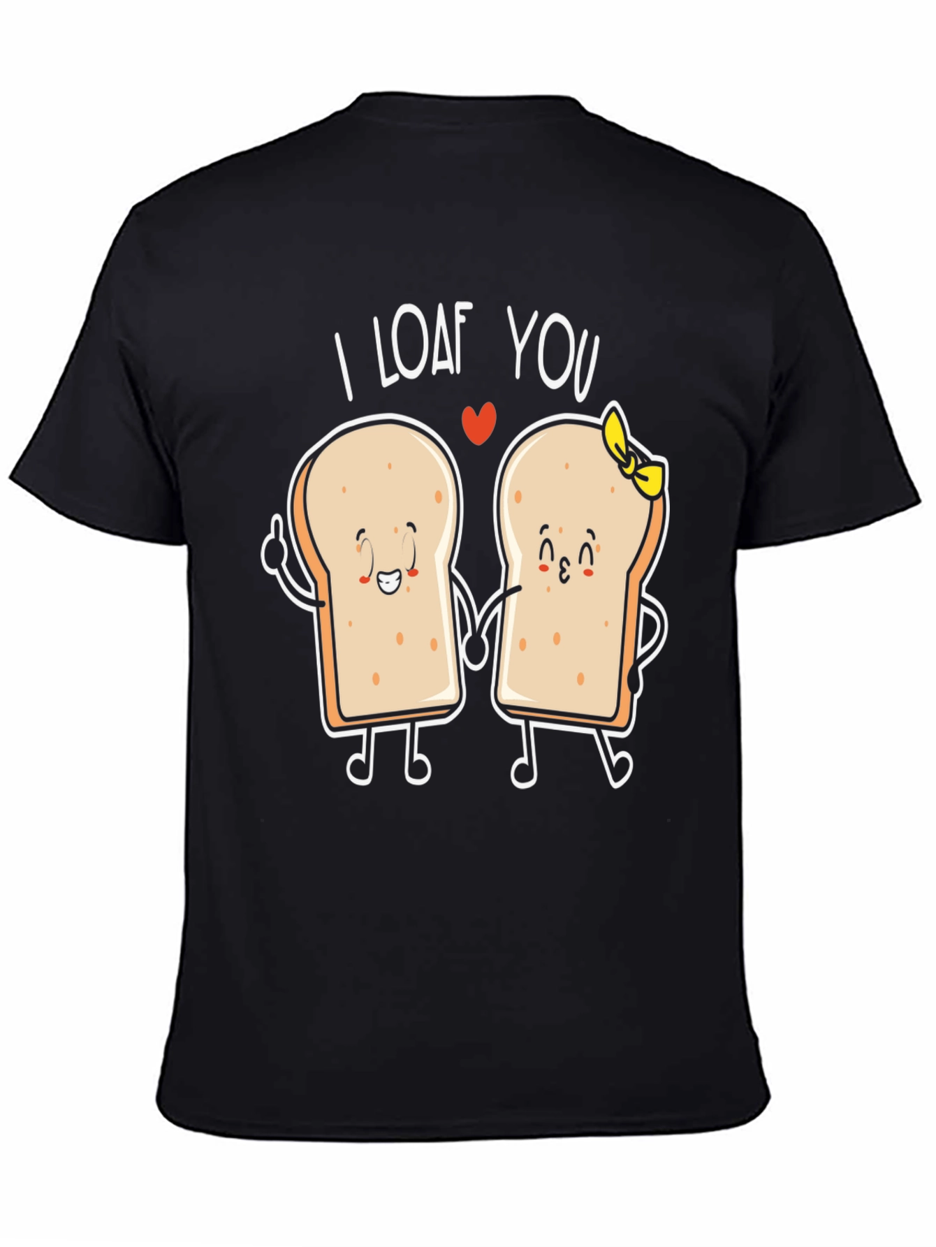 Black I Loaf You Graphic Tee - Bread Lovers Gift view 4