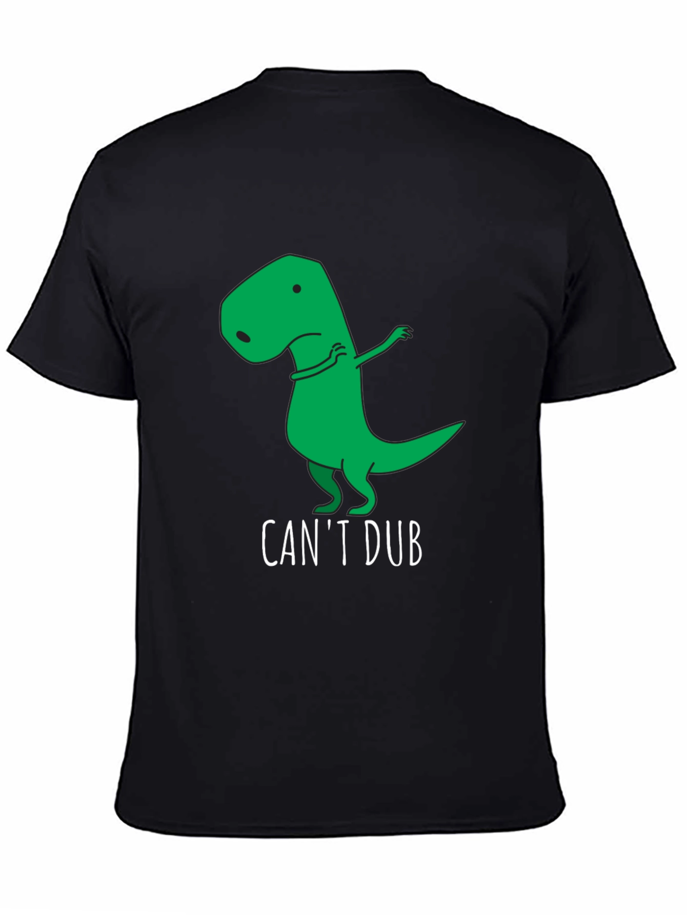 Black Funny "Can't Dub" Dinosaur T-Shirt view 4